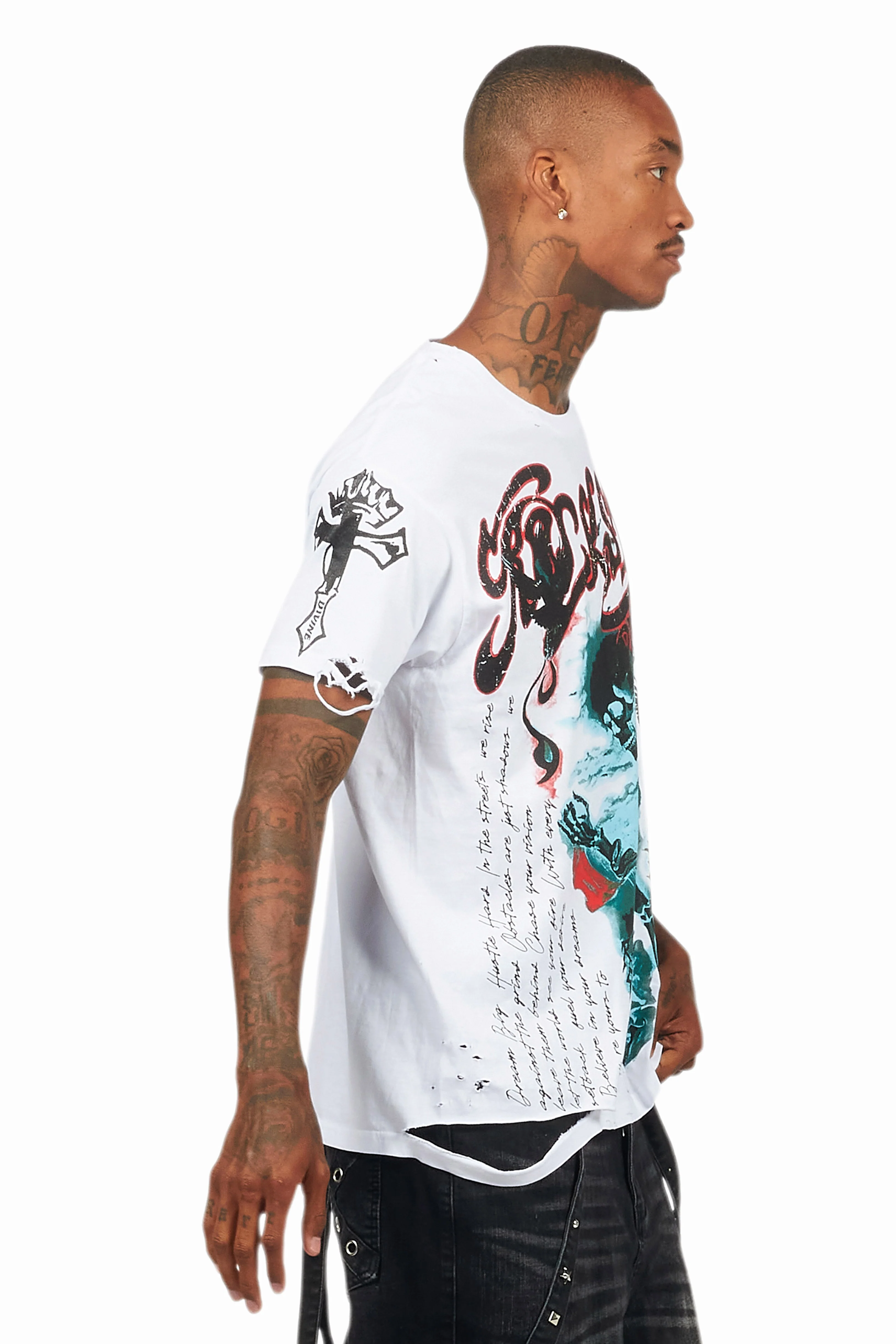 Danby White Graphic Oversized T-Shirt - Image 4