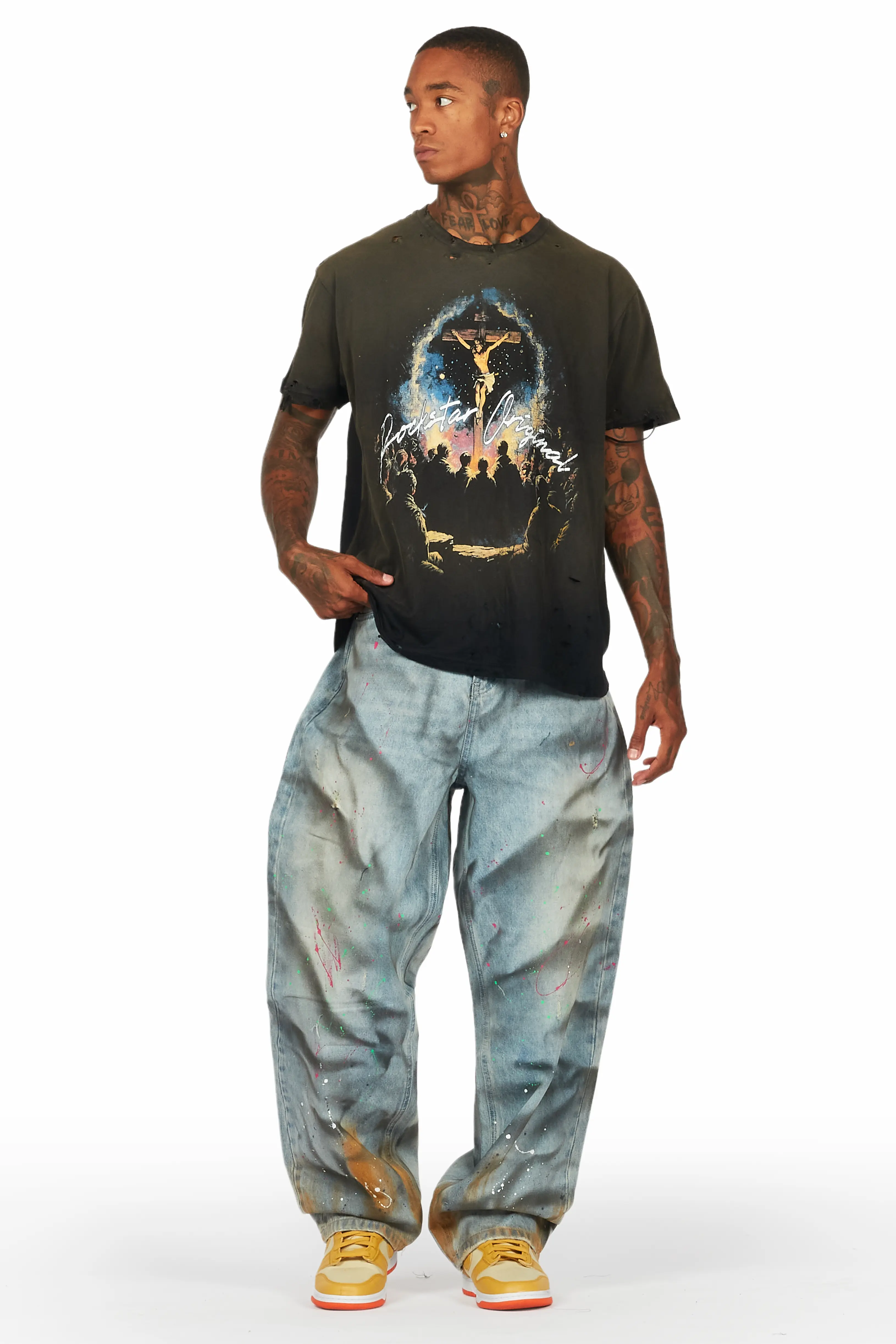 Lajos Black Graphic Oversized T-Shirt - Image 2