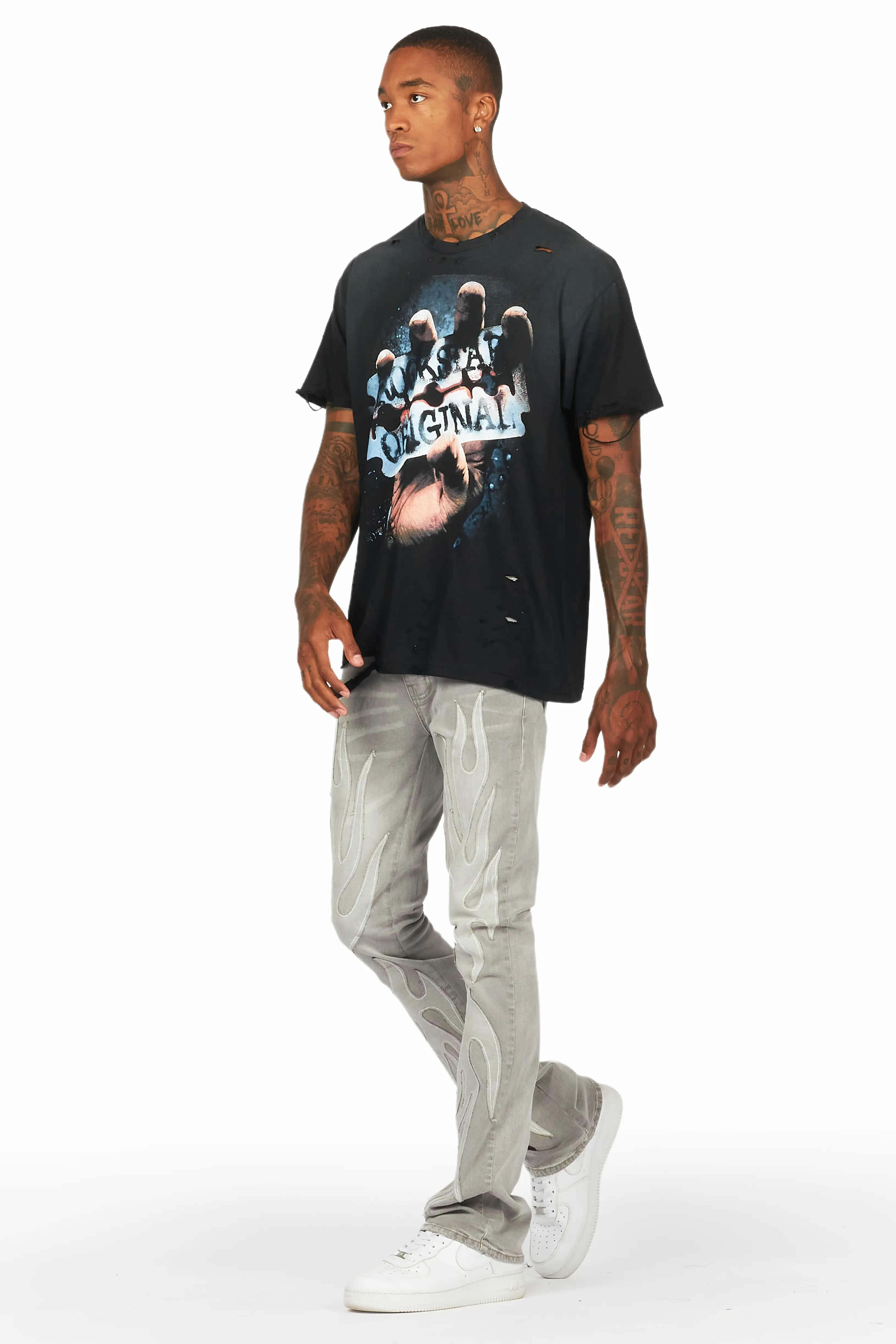 Kaden Black Graphic Oversized T-Shirt - Image 5