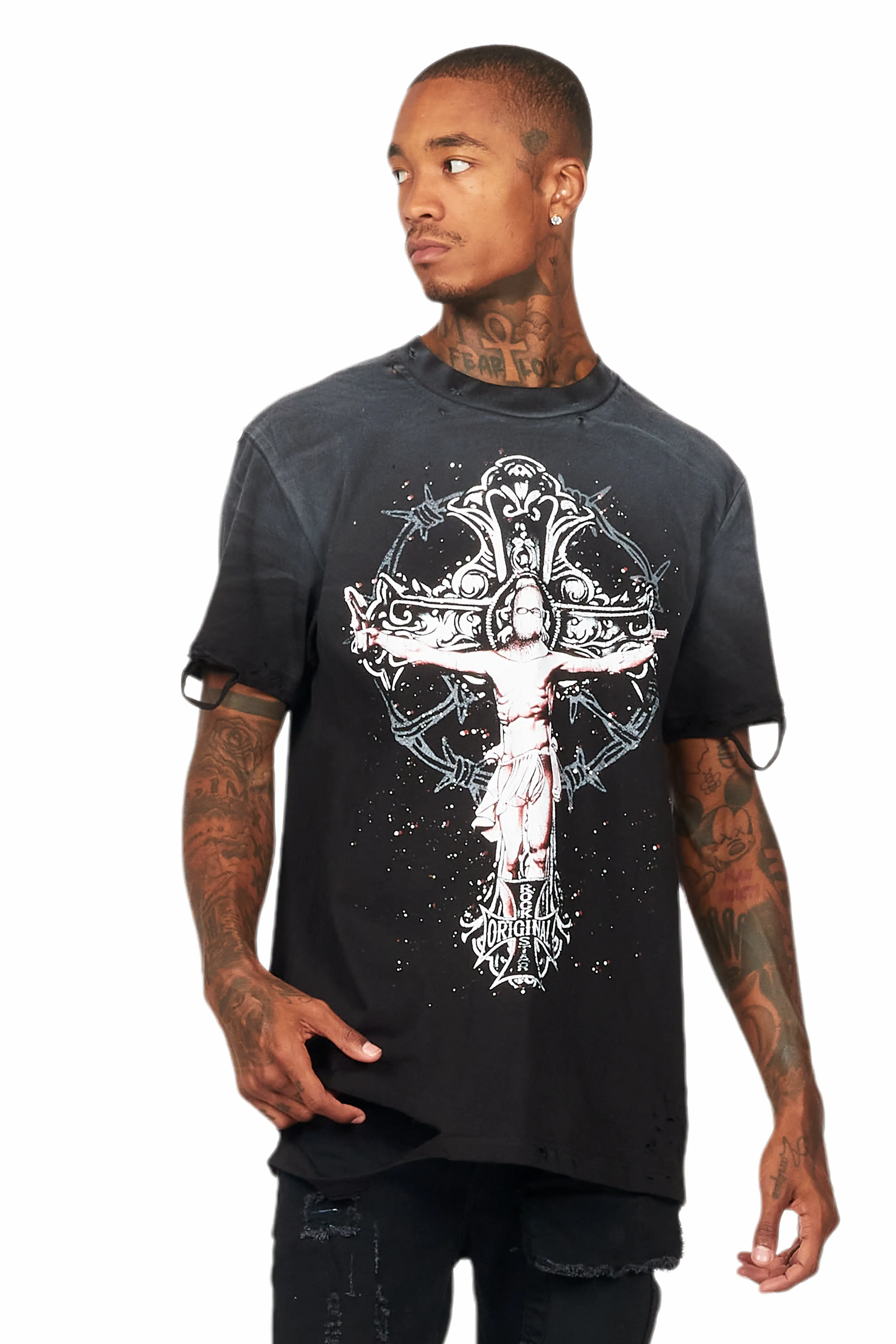 Ojas Black Graphic Oversized T-Shirt - Image 2