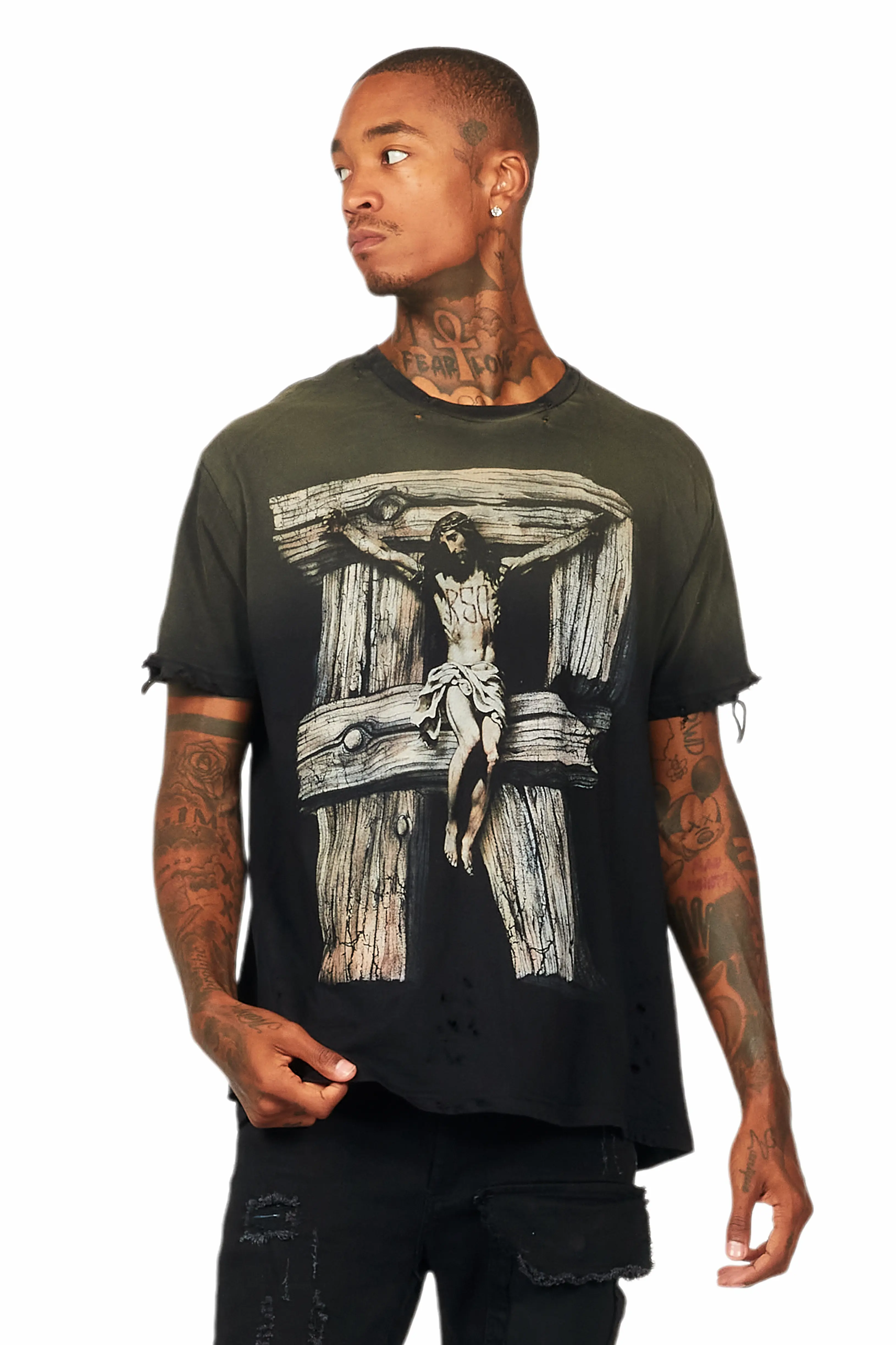 Panos Black Graphic Oversized T-Shirt - Image 2