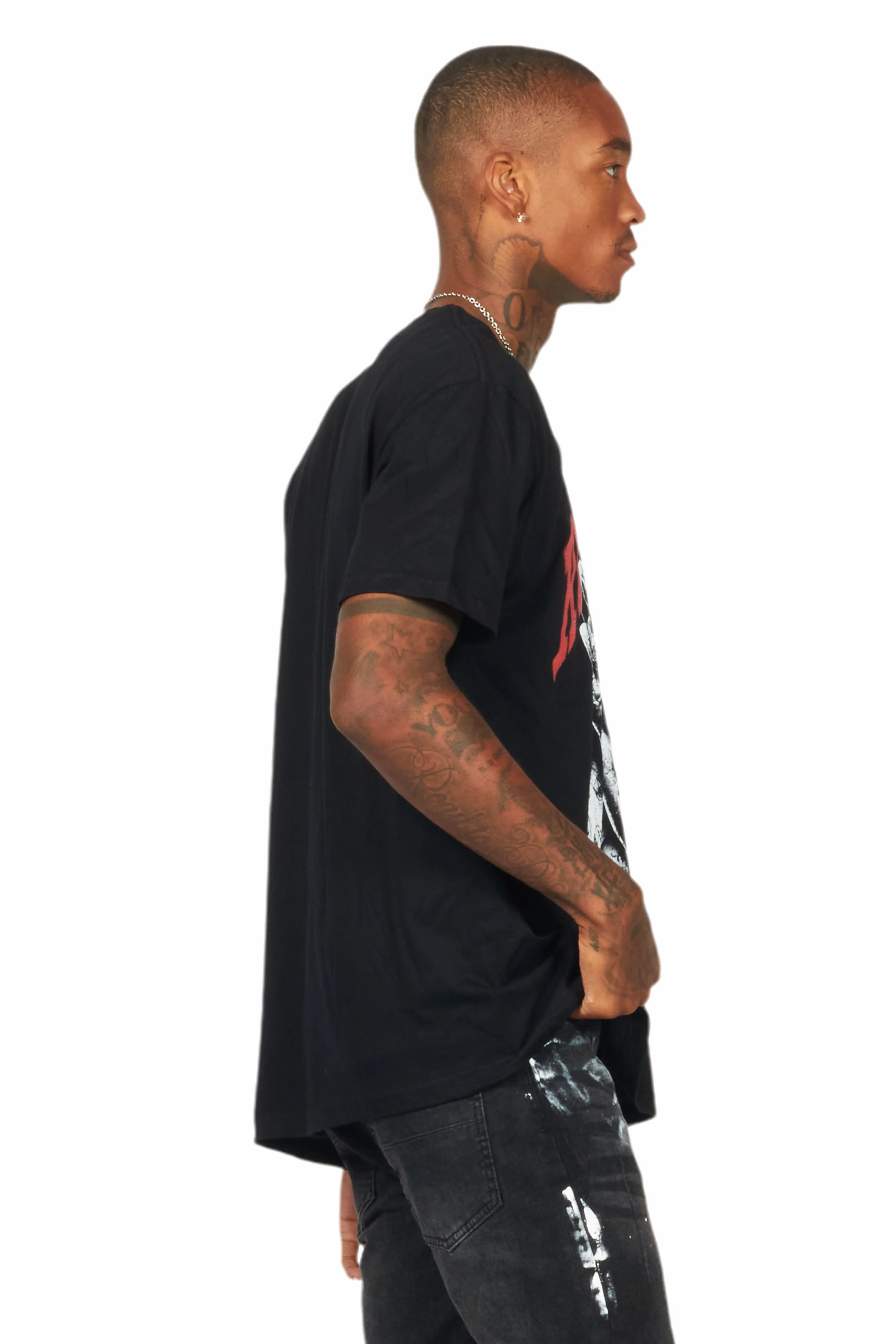 Zamir Black Graphic Oversized T-Shirt - Image 3