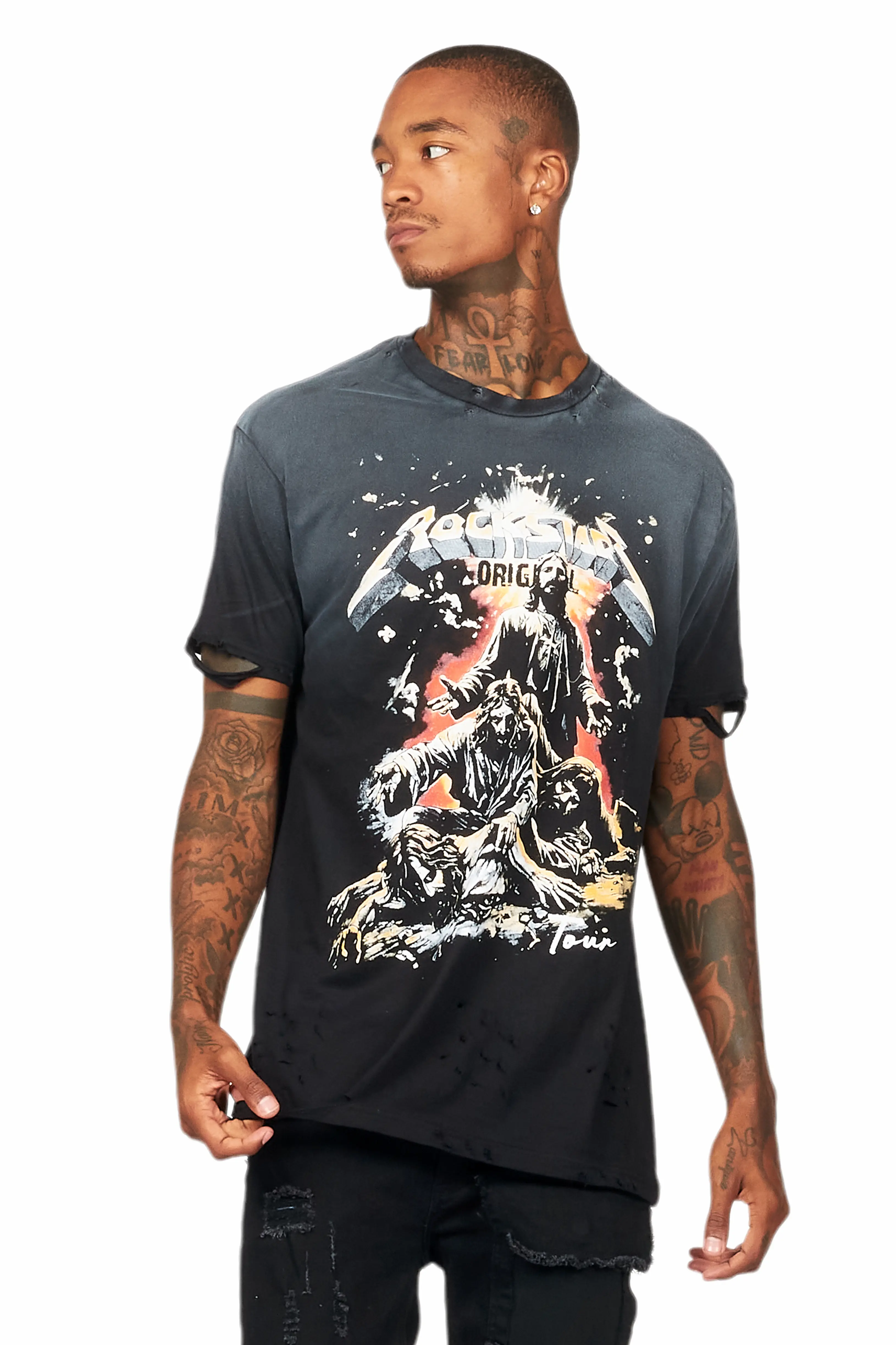 Akando Black Graphic Oversized T-Shirt - Image 2