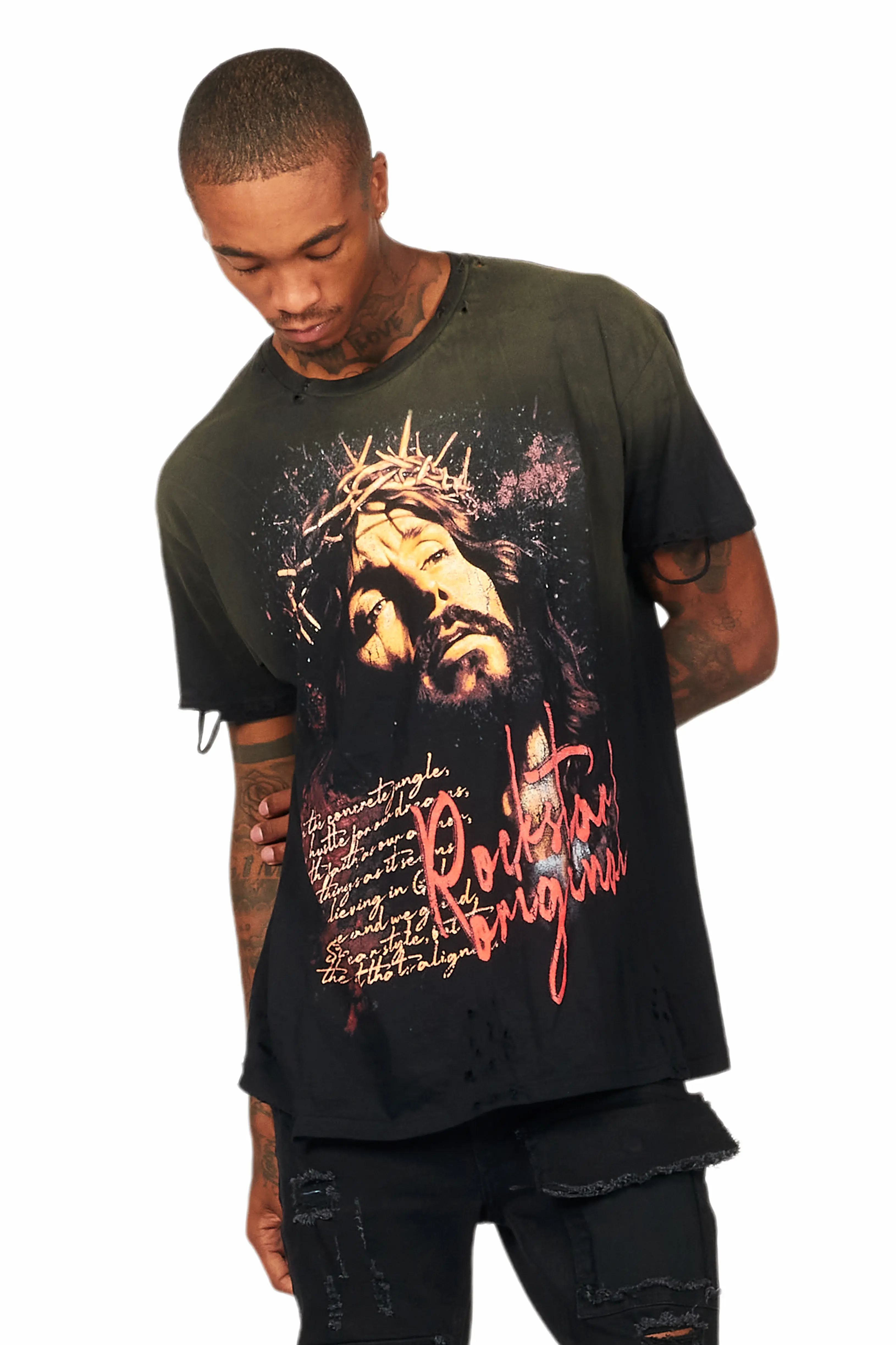Egas Black Graphic Oversized T-Shirt - Image 3