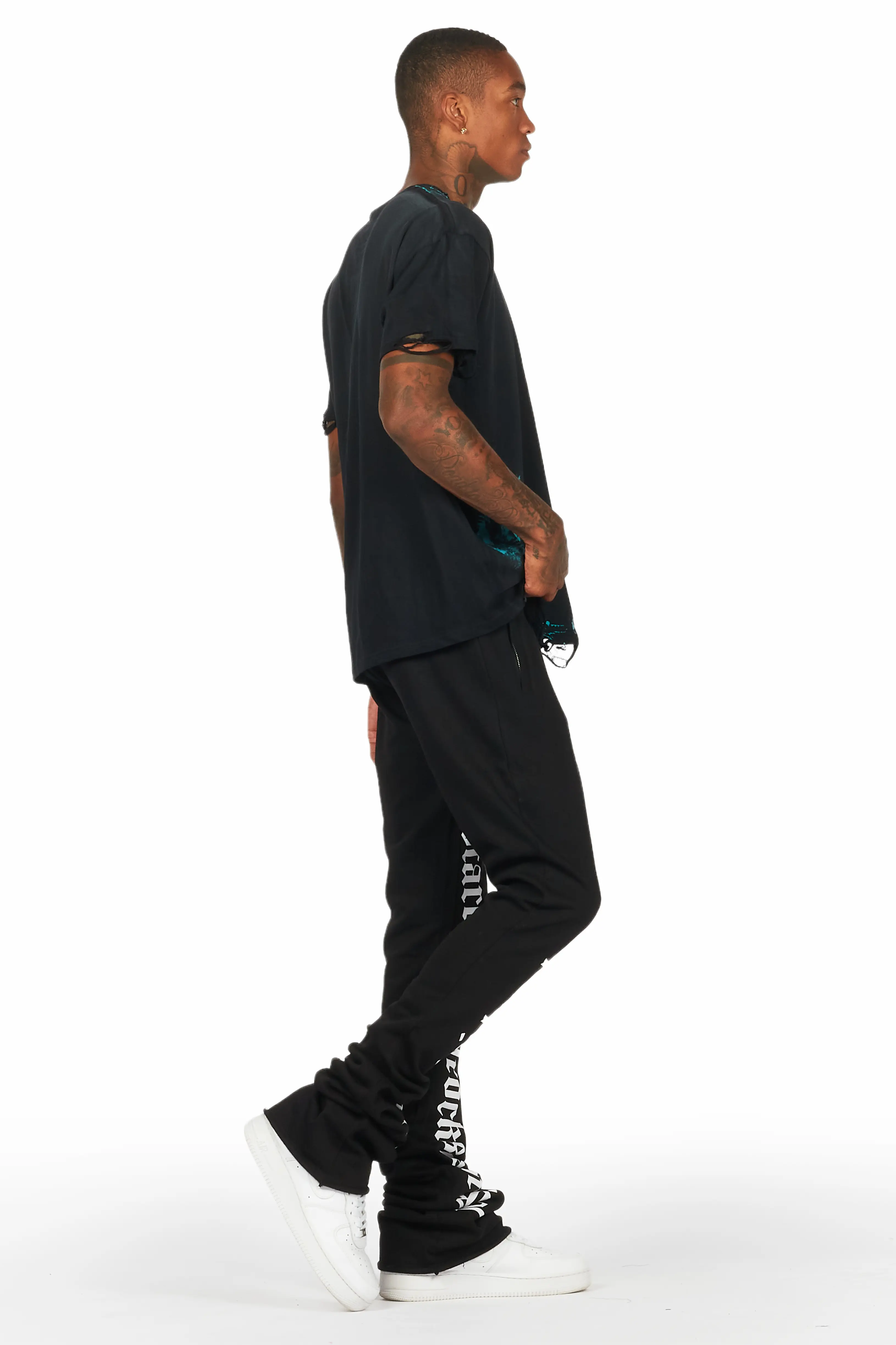 Farrell Black/Mint Graphic Oversized T-Shirt - Image 3