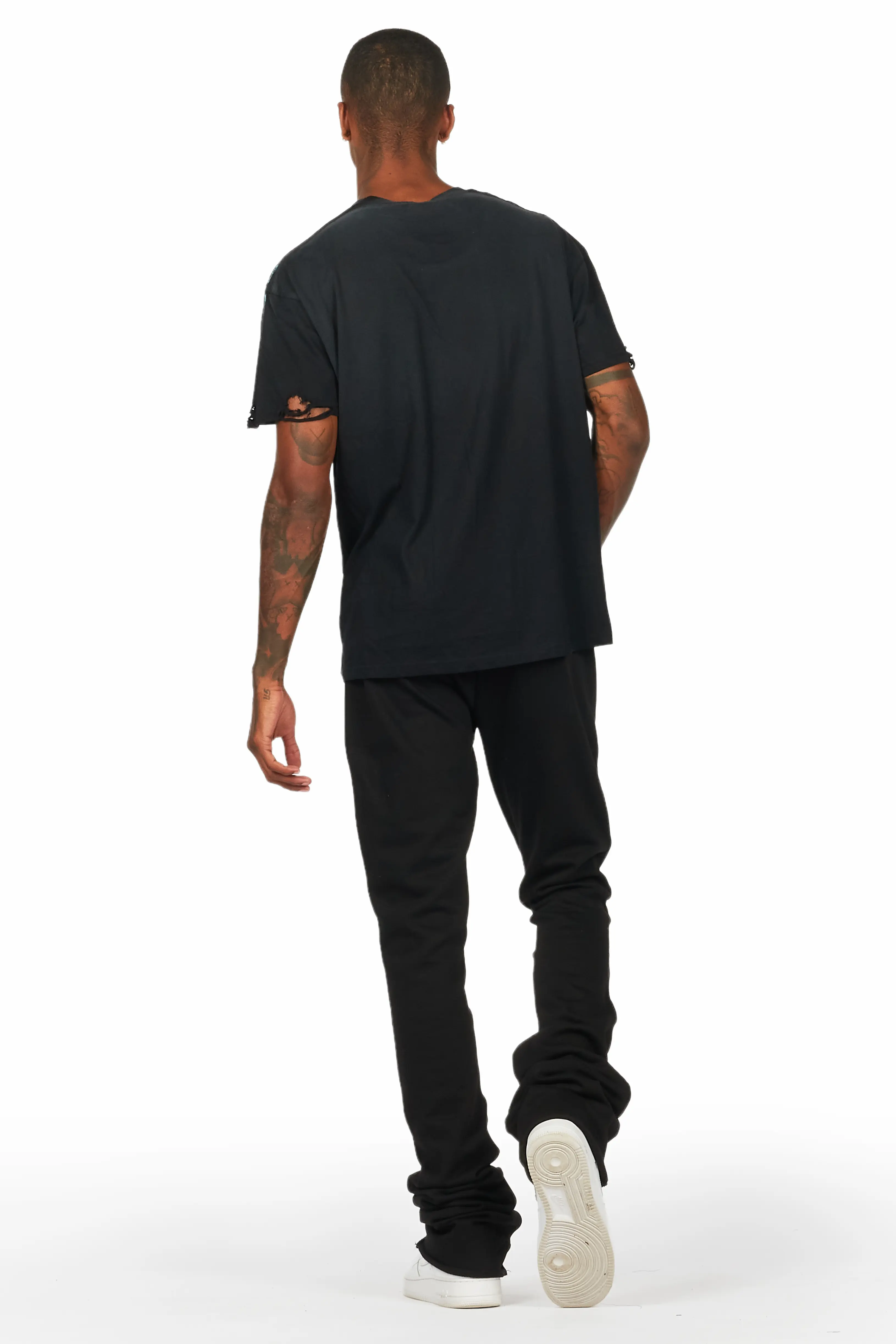 Farrell Black/Mint Graphic Oversized T-Shirt - Image 4