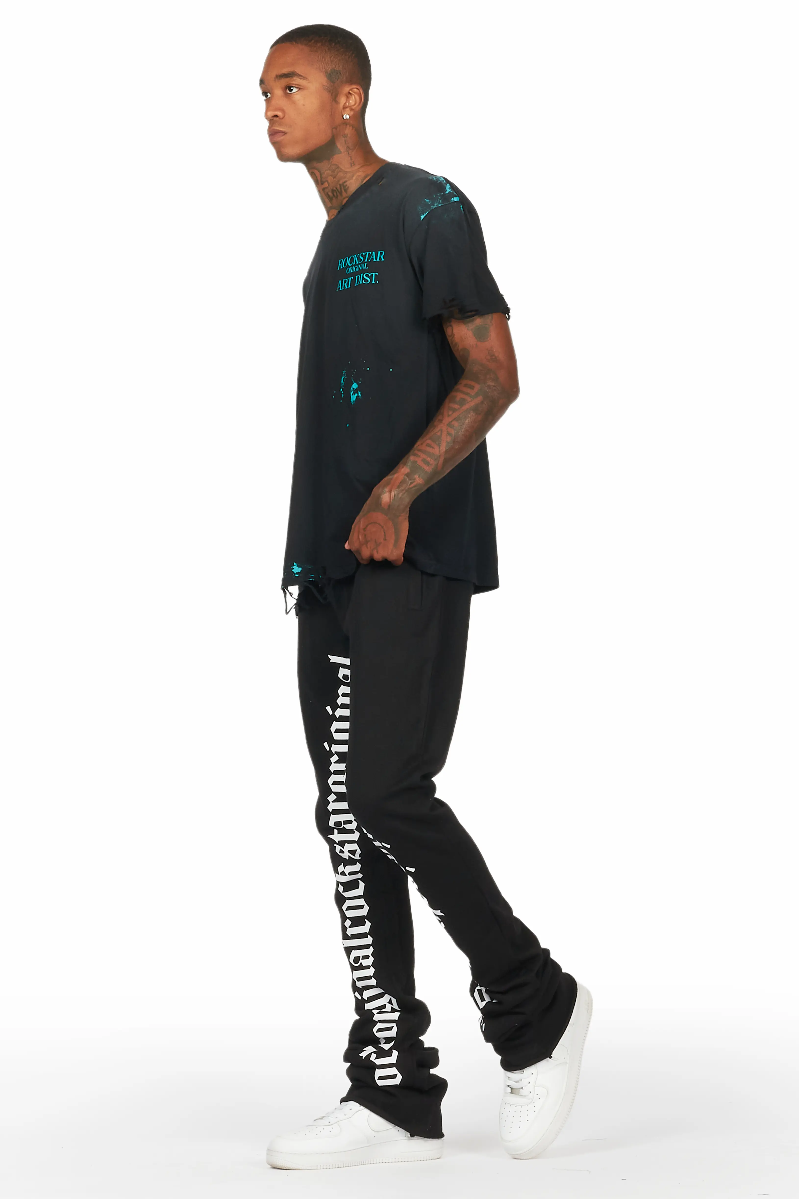 Farrell Black/Mint Graphic Oversized T-Shirt - Image 5