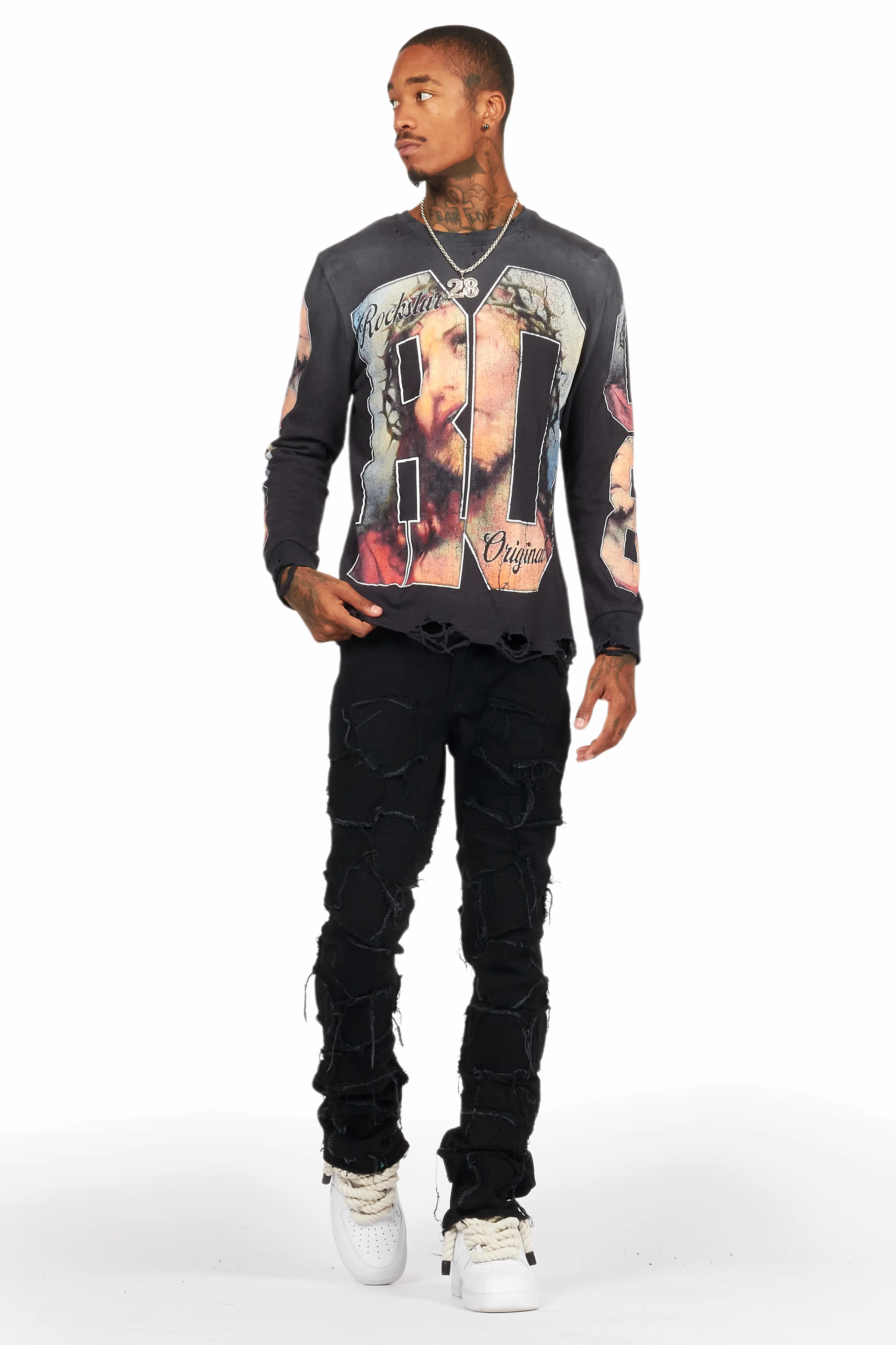 Lainer Black Long Sleeve Graphic T-Shirt - Image 2
