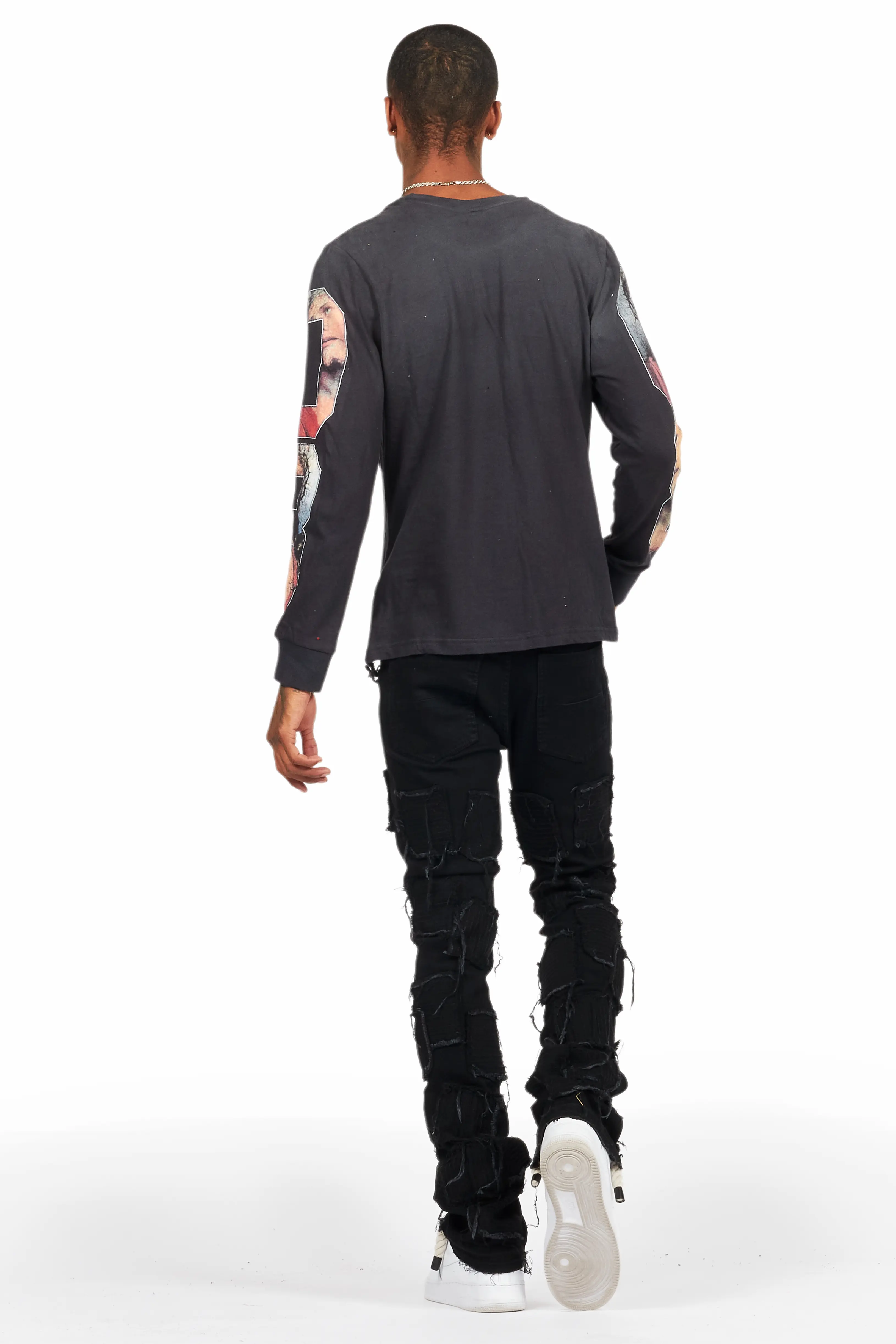 Lainer Black Long Sleeve Graphic T-Shirt - Image 4