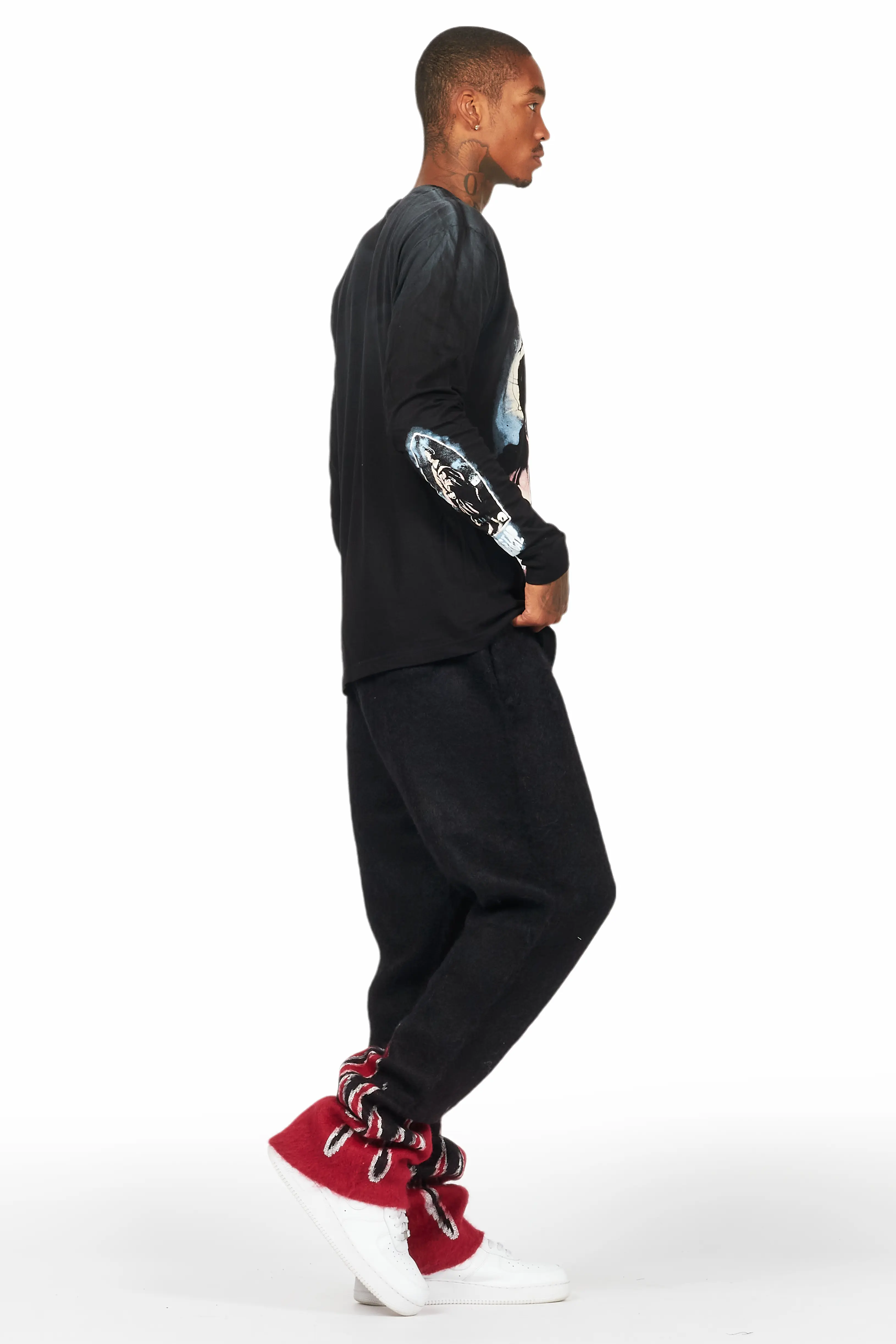 Dacre Black Long Sleeve Graphic T-Shirt - Image 3
