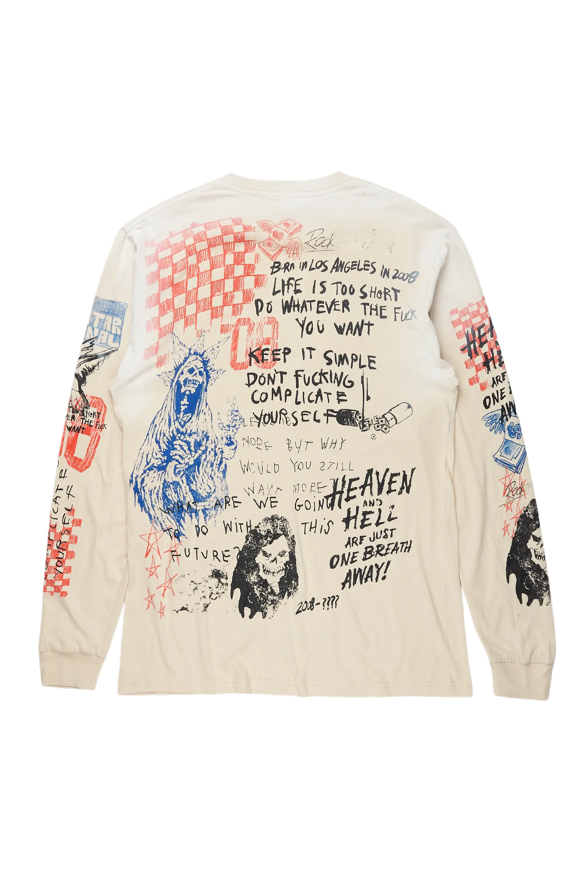 Gabin Beige Long Sleeve Graphic T-Shirt - Image 8