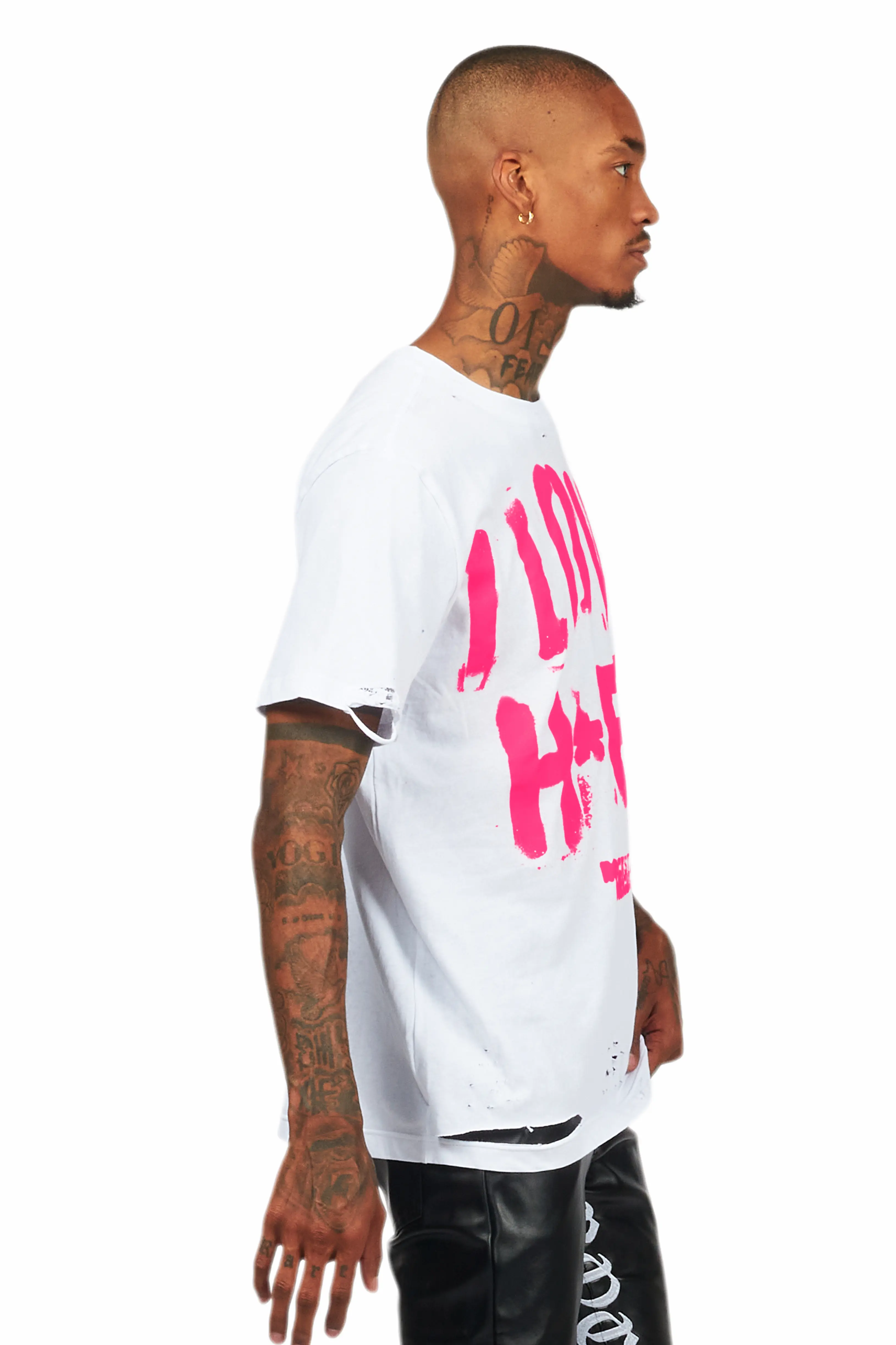 Banyan White/Pink Graphic Oversized T-Shirt - Image 3
