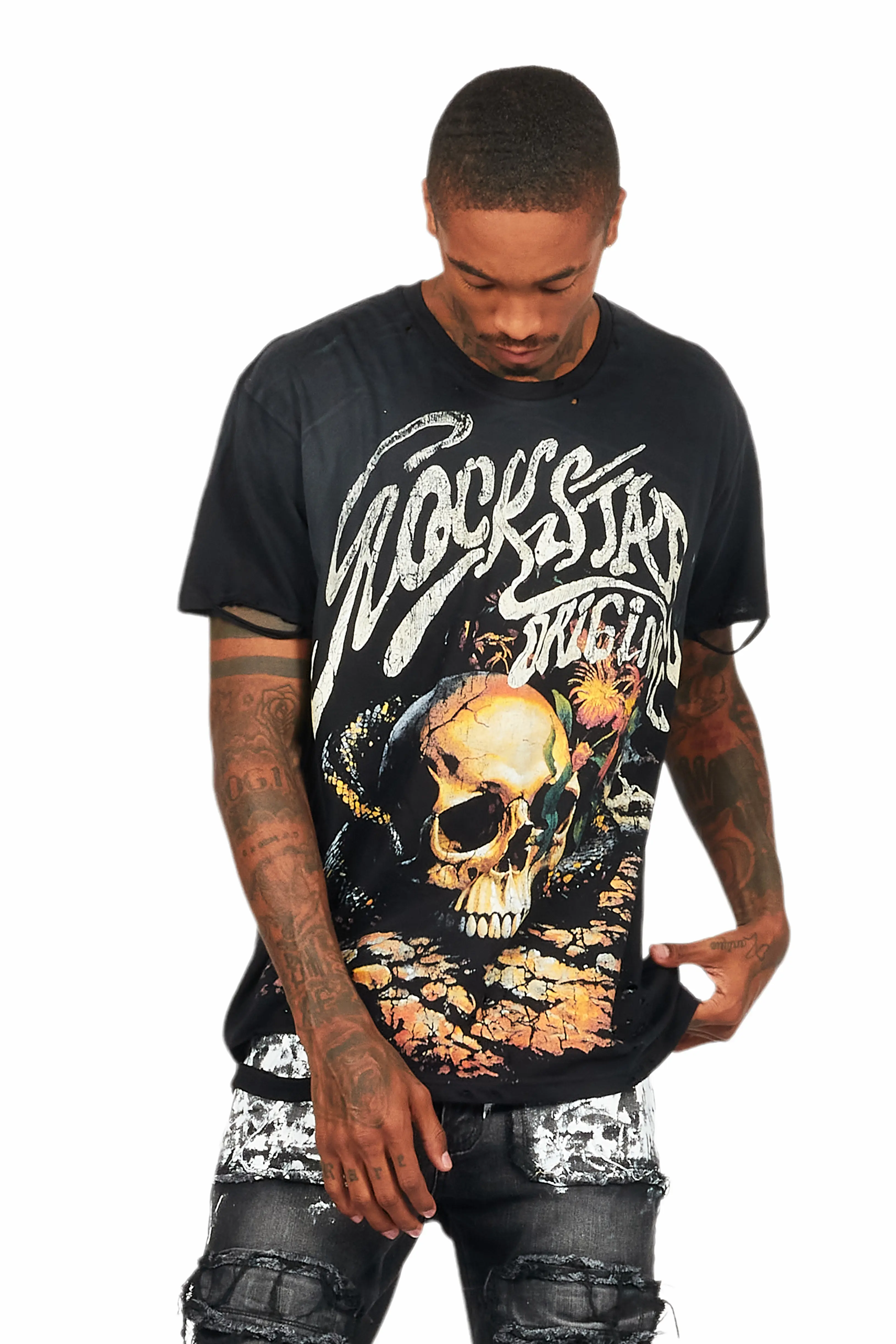 Anby Black Graphic Oversized T-Shirt - Image 4