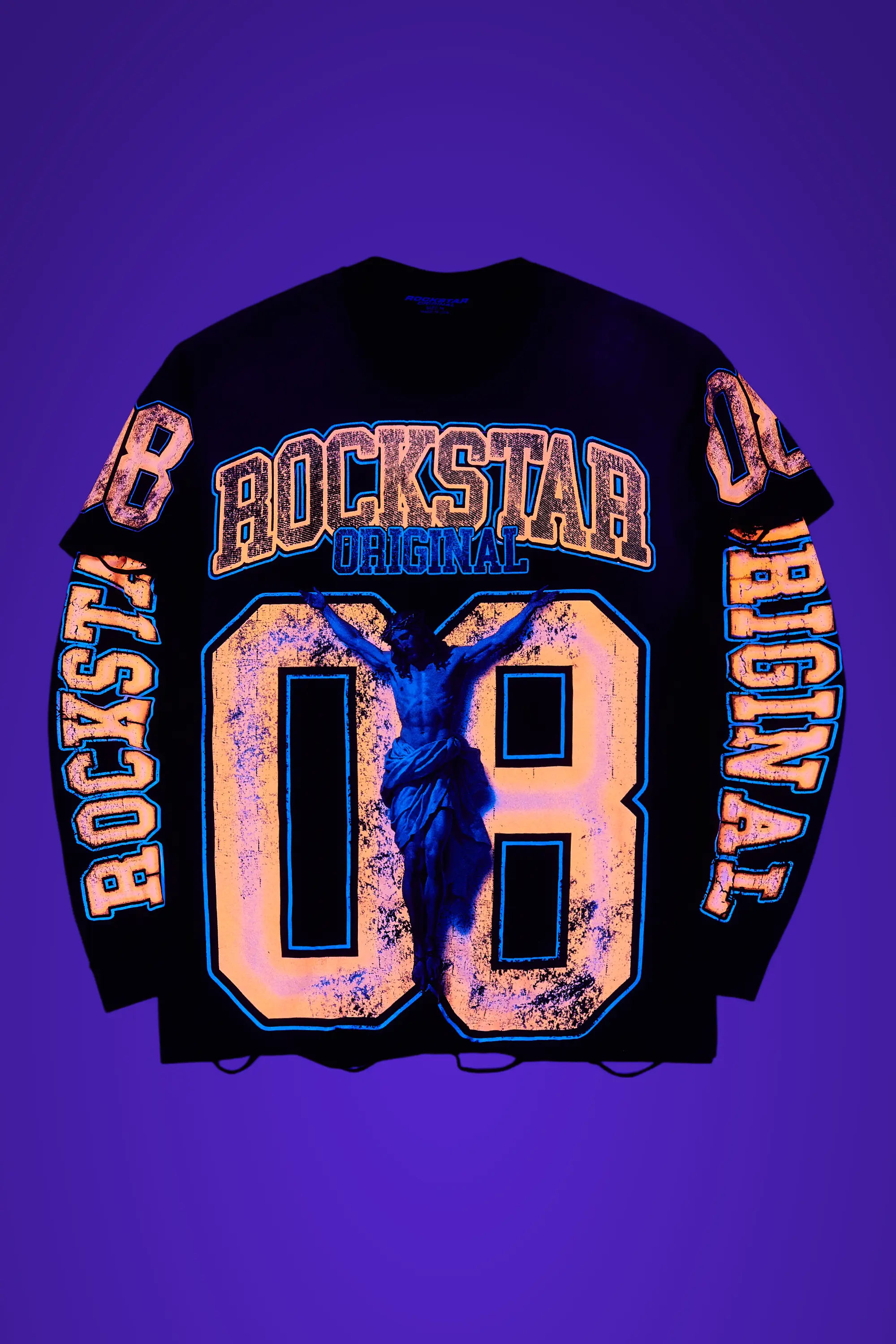 Fields Black/Orange Double Layer Long Sleeve Graphic T-Shirt - Image 2
