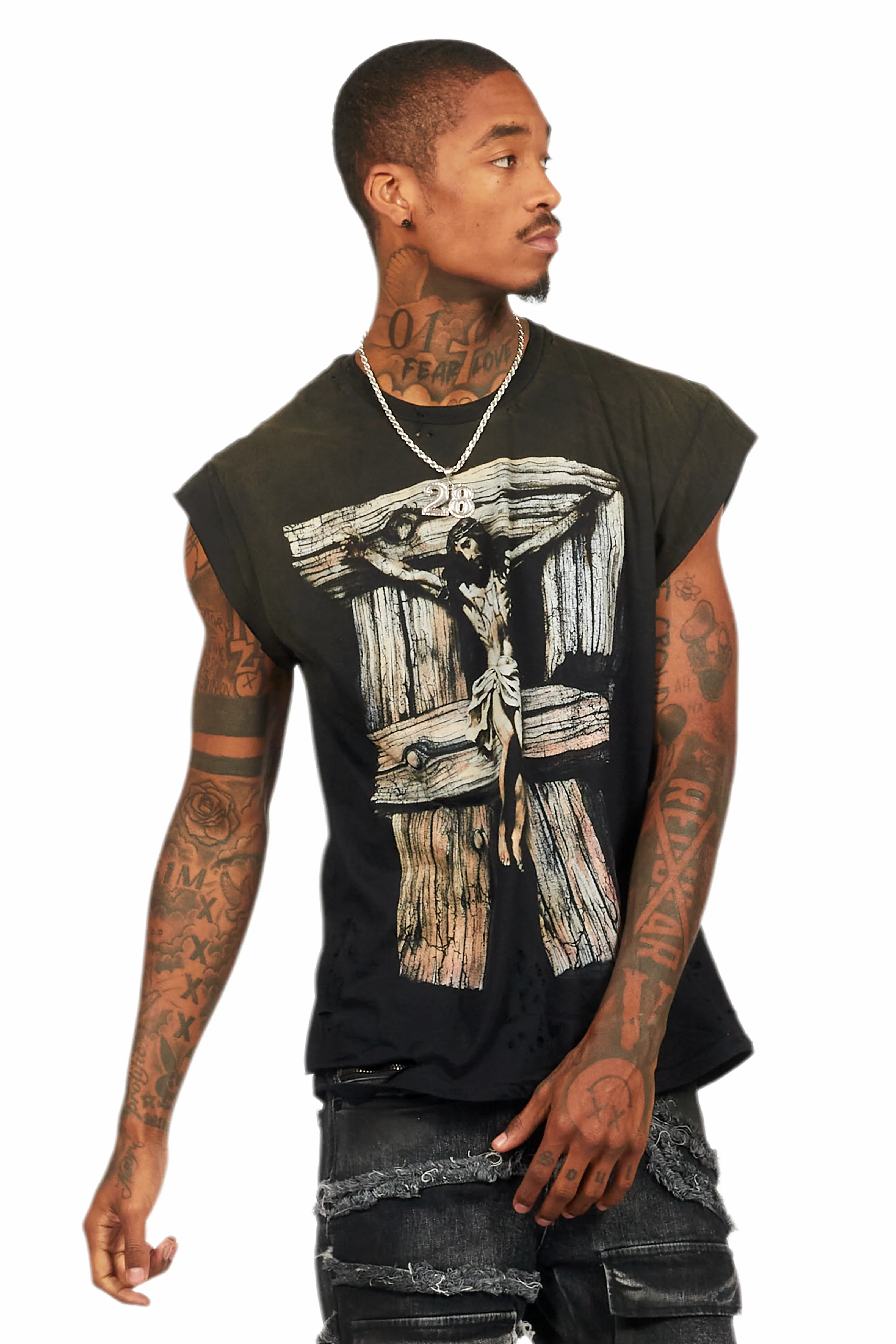 Netto Black Graphic Muscle T-Shirt - Image 4