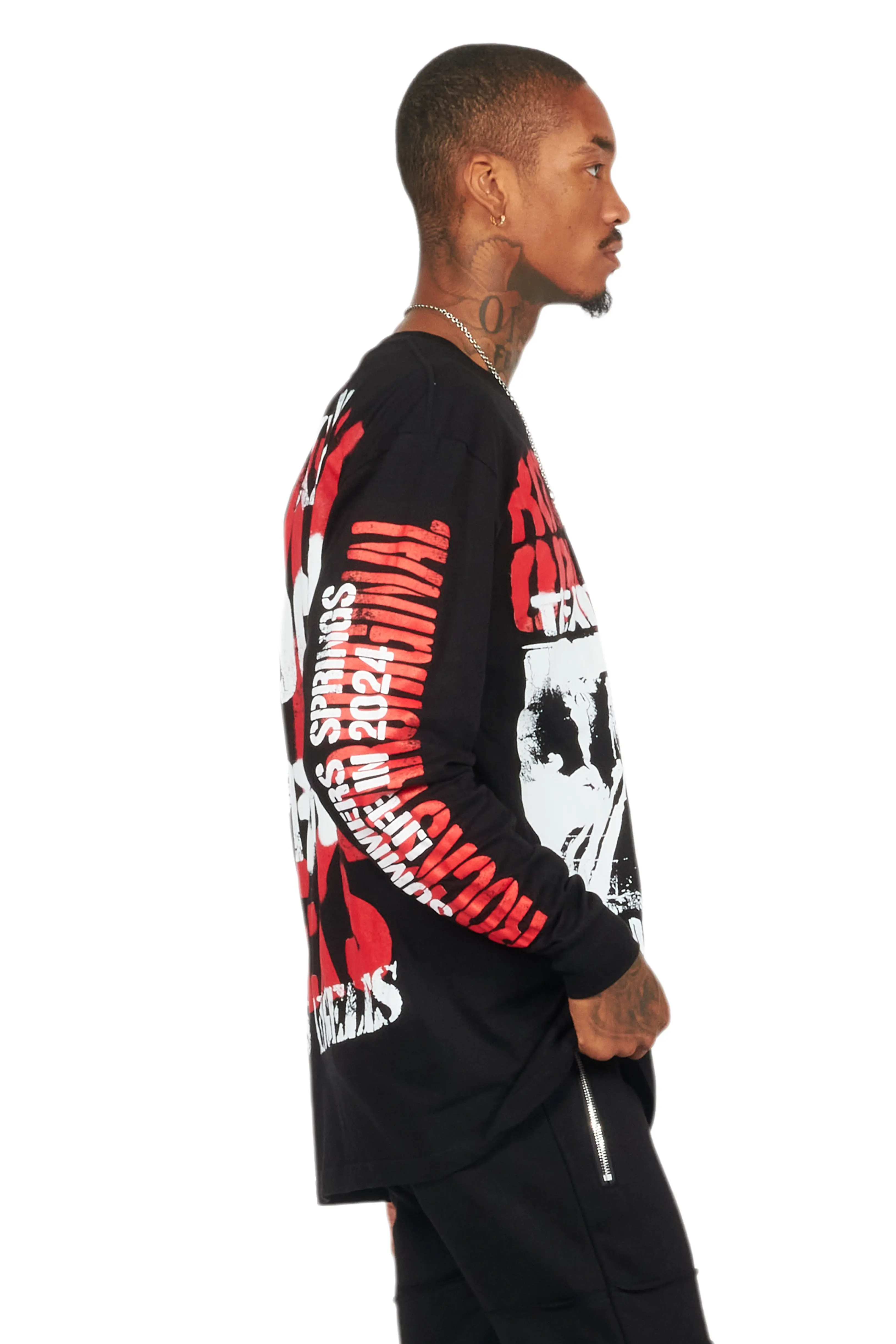 Omer Black Long Sleeve Graphic T-Shirt - Image 3