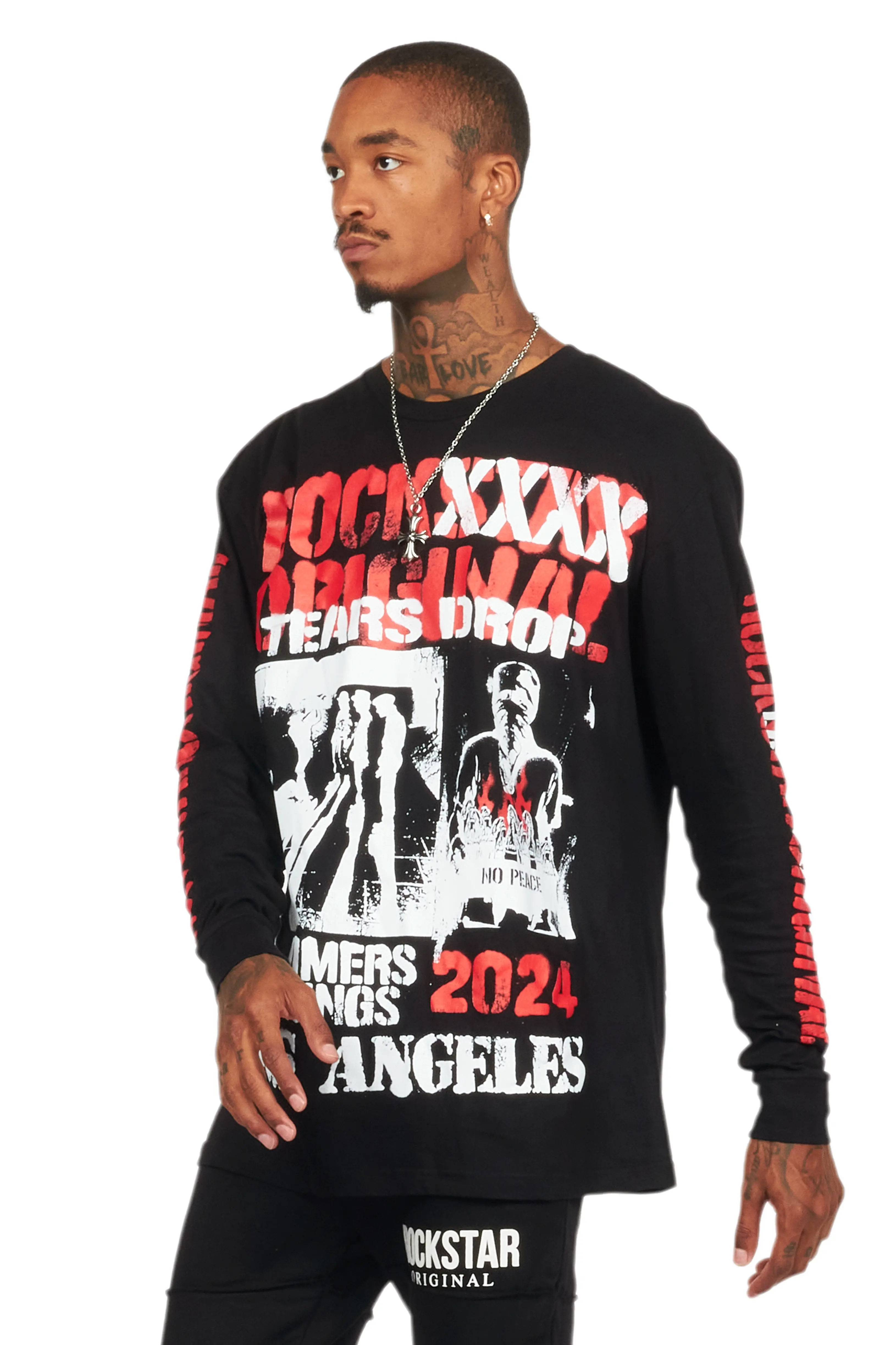Omer Black Long Sleeve Graphic T-Shirt - Image 5
