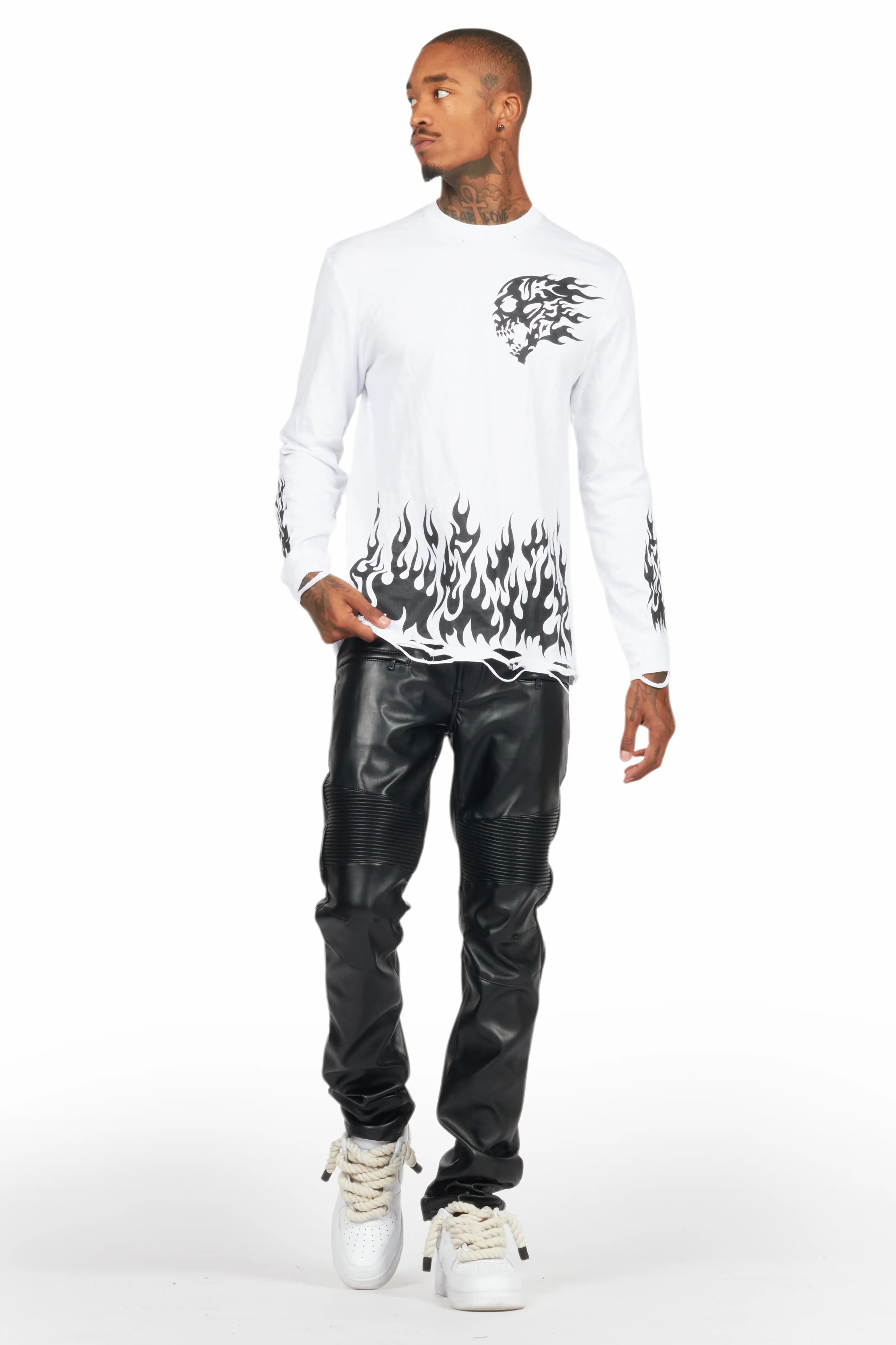 Bubble White Long Sleeve Graphic T-Shirt - Image 2