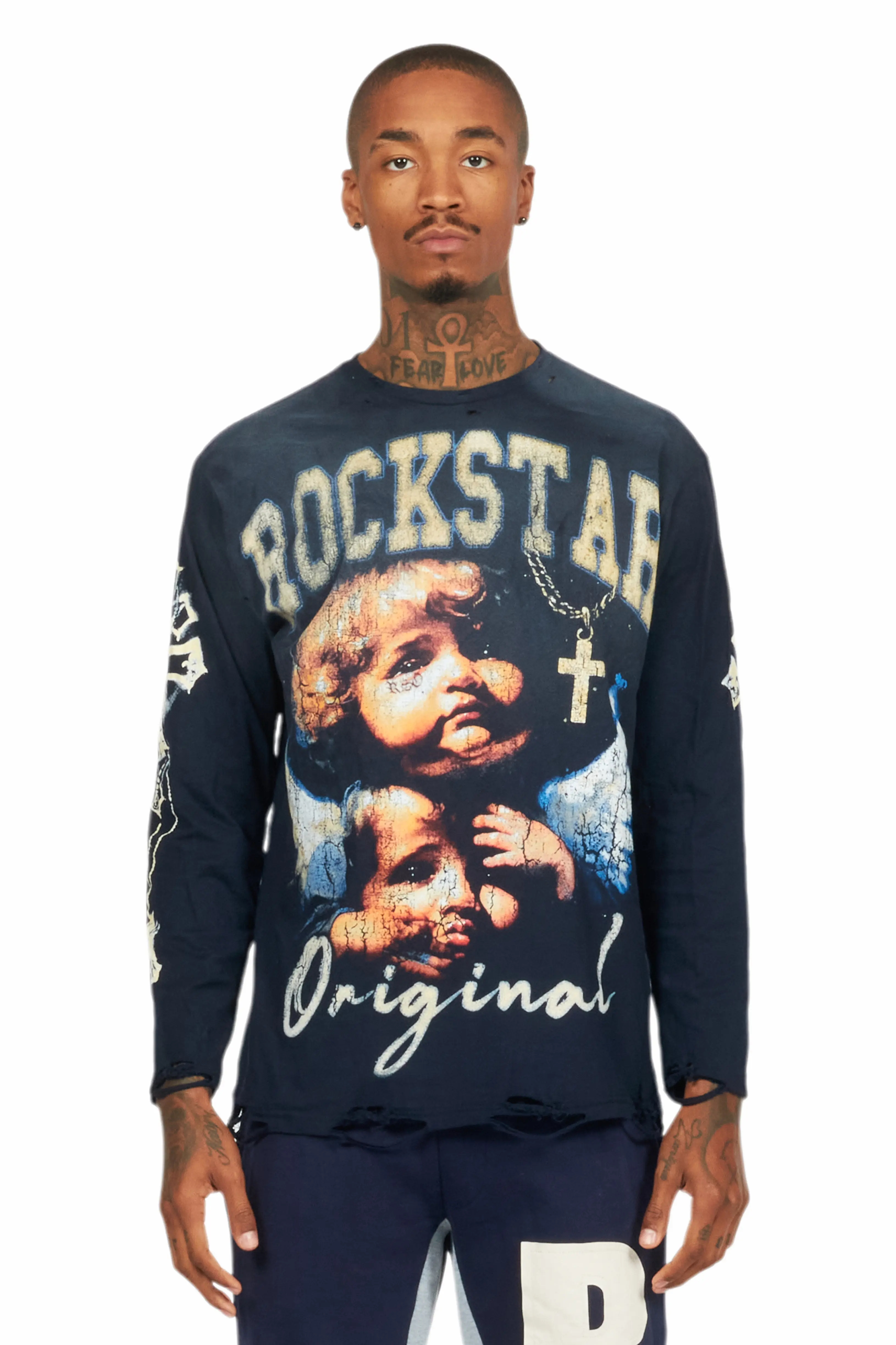 Deiter Navy Long Sleeve Graphic T-Shirt - Image 2