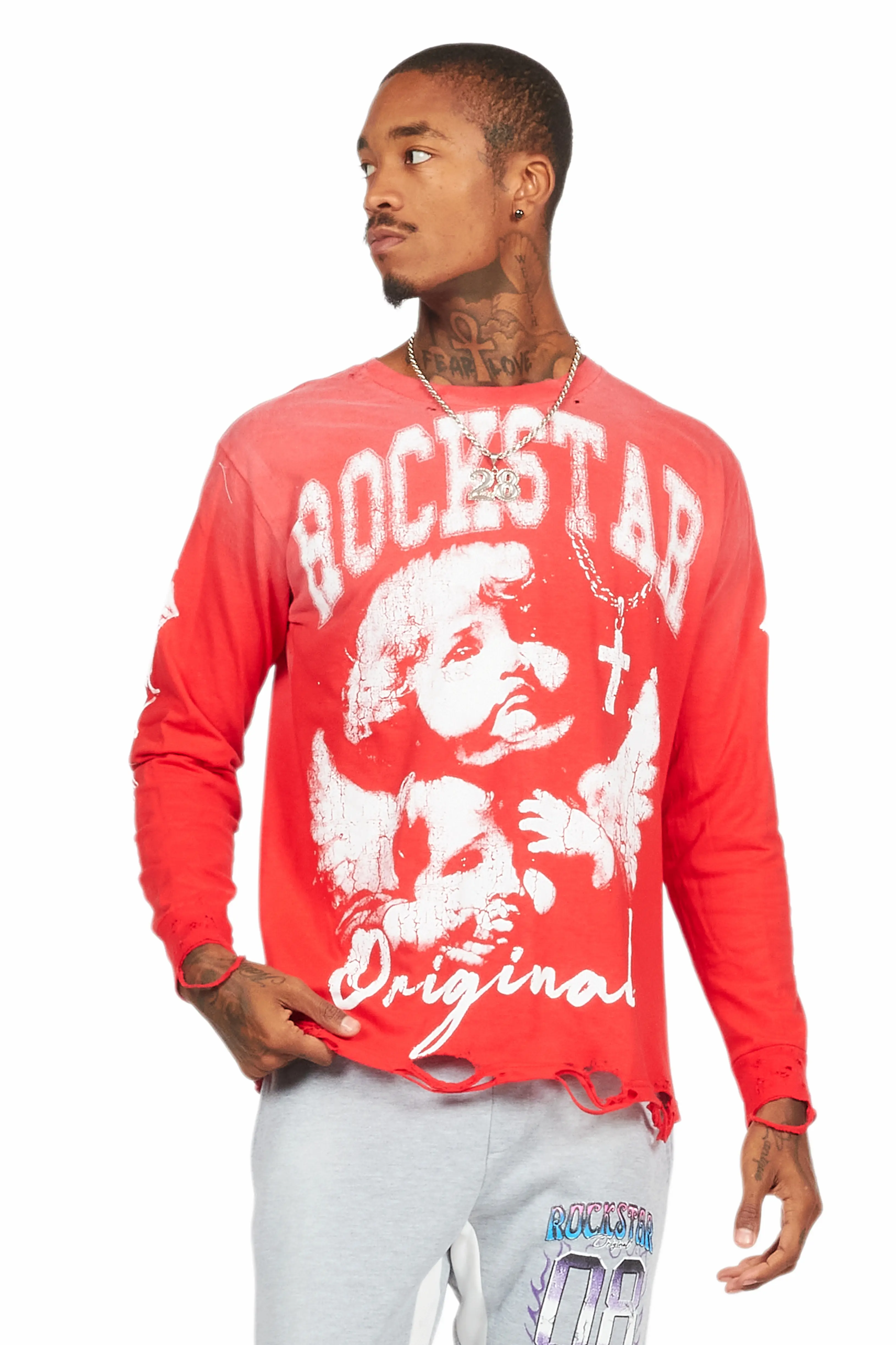 Deiter Red Long Sleeve Graphic T-Shirt - Image 2