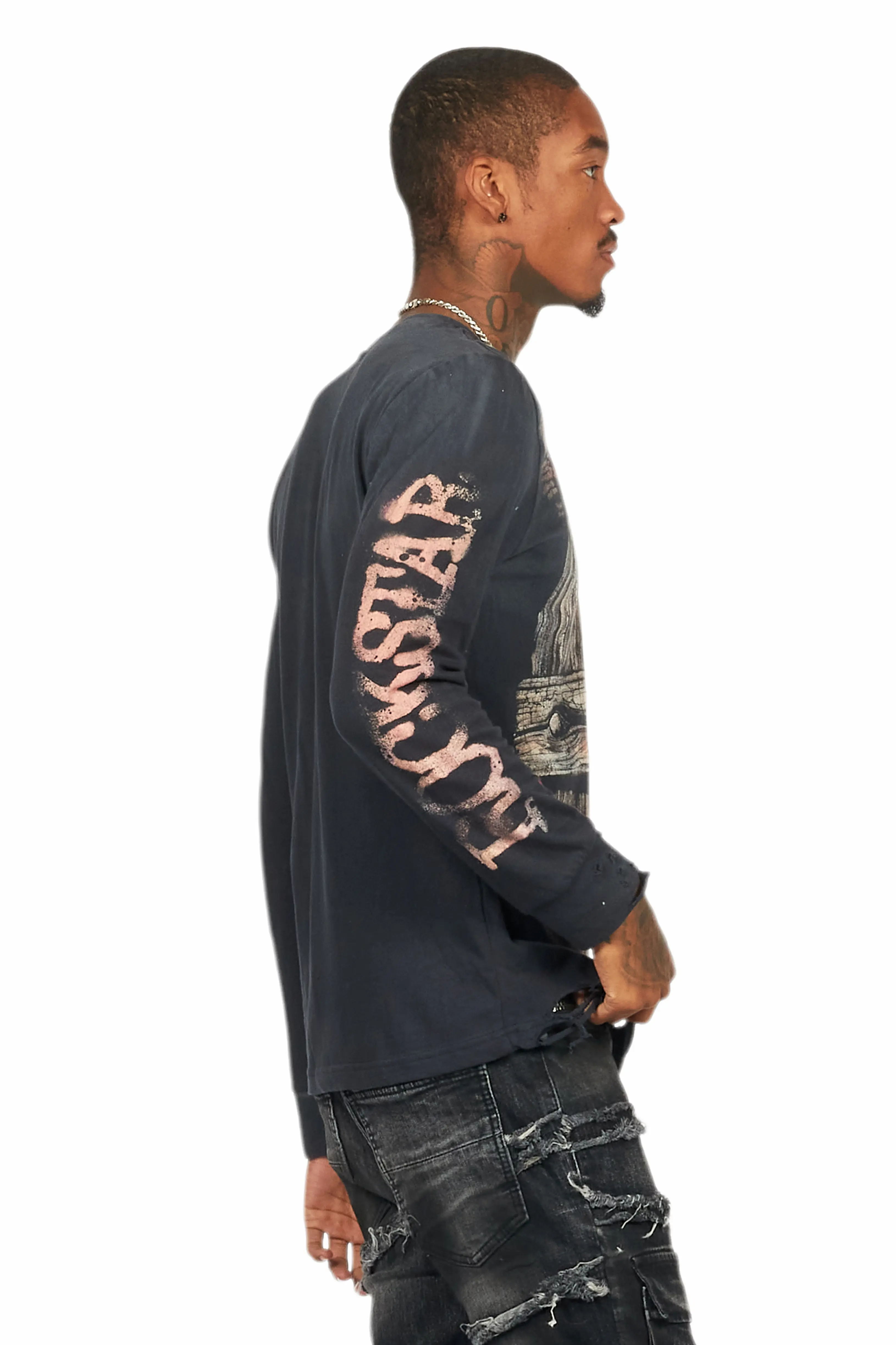 Panos Black Long Sleeve Graphic T-Shirt - Image 8