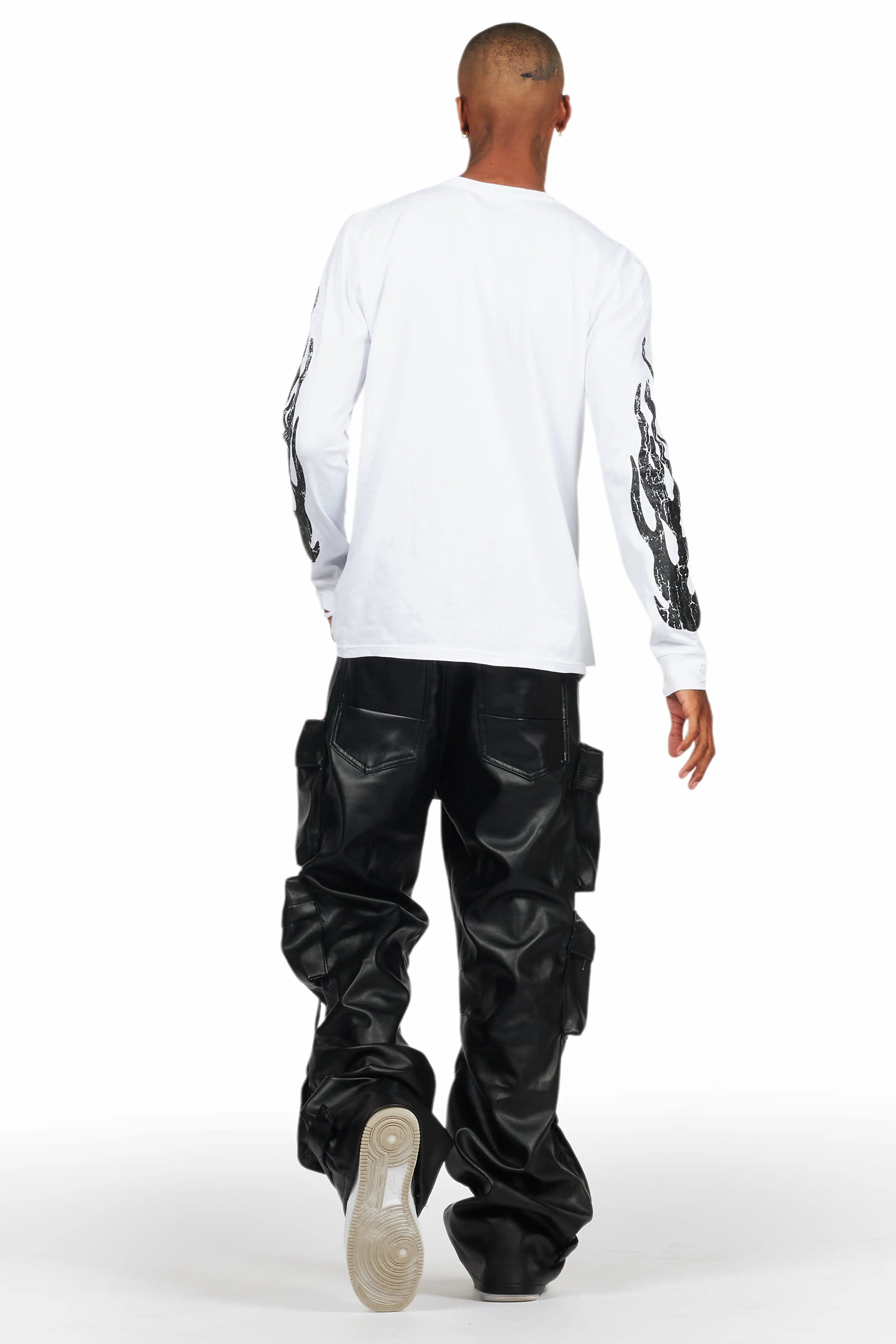 Amos White/Black Long Sleeve Graphic T-Shirt - Image 6