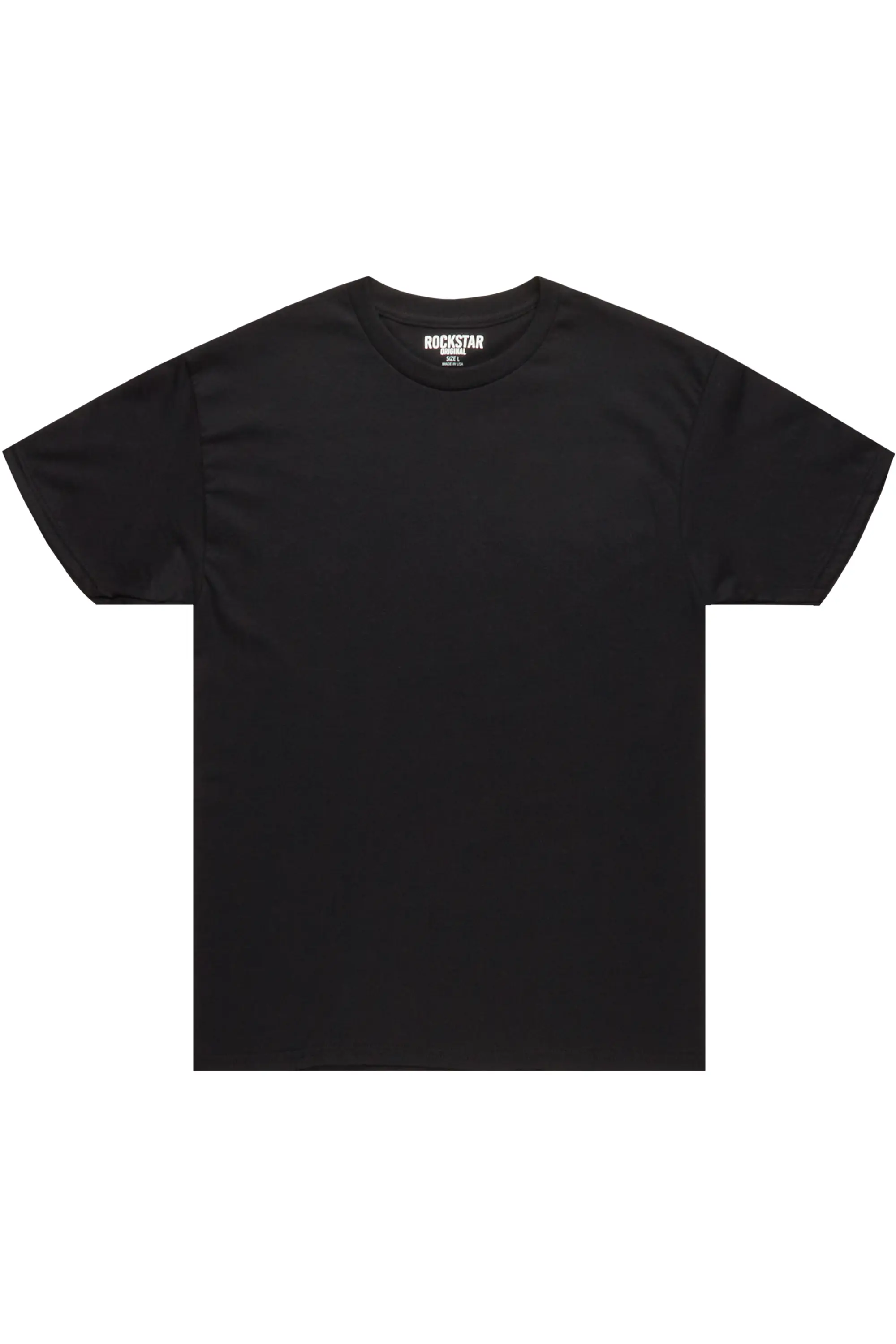 Basic Rockstar Black 2 Pack Plain T-Shirts - Image 2
