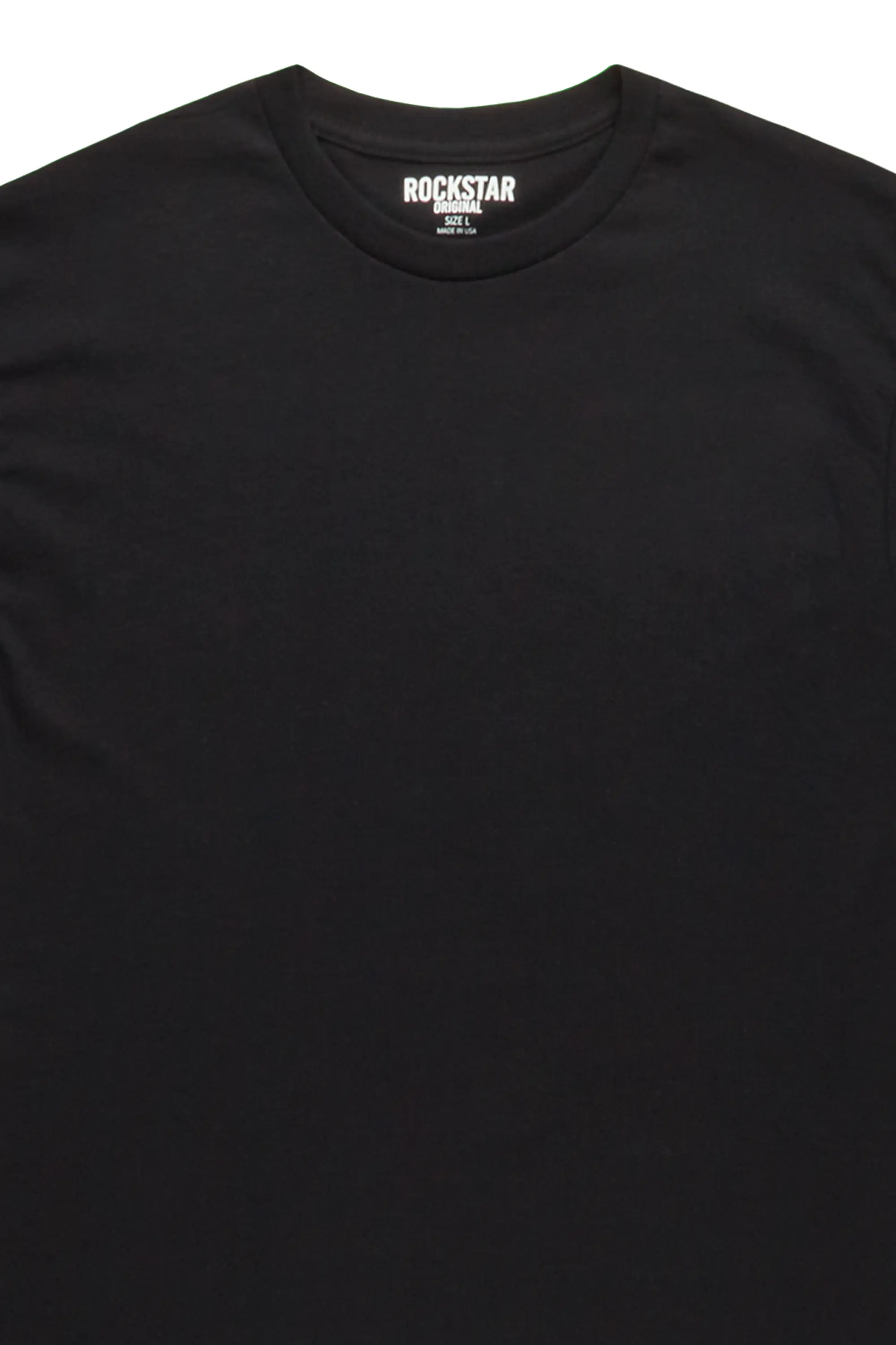 Basic Rockstar Black 2 Pack Plain T-Shirts - Image 3