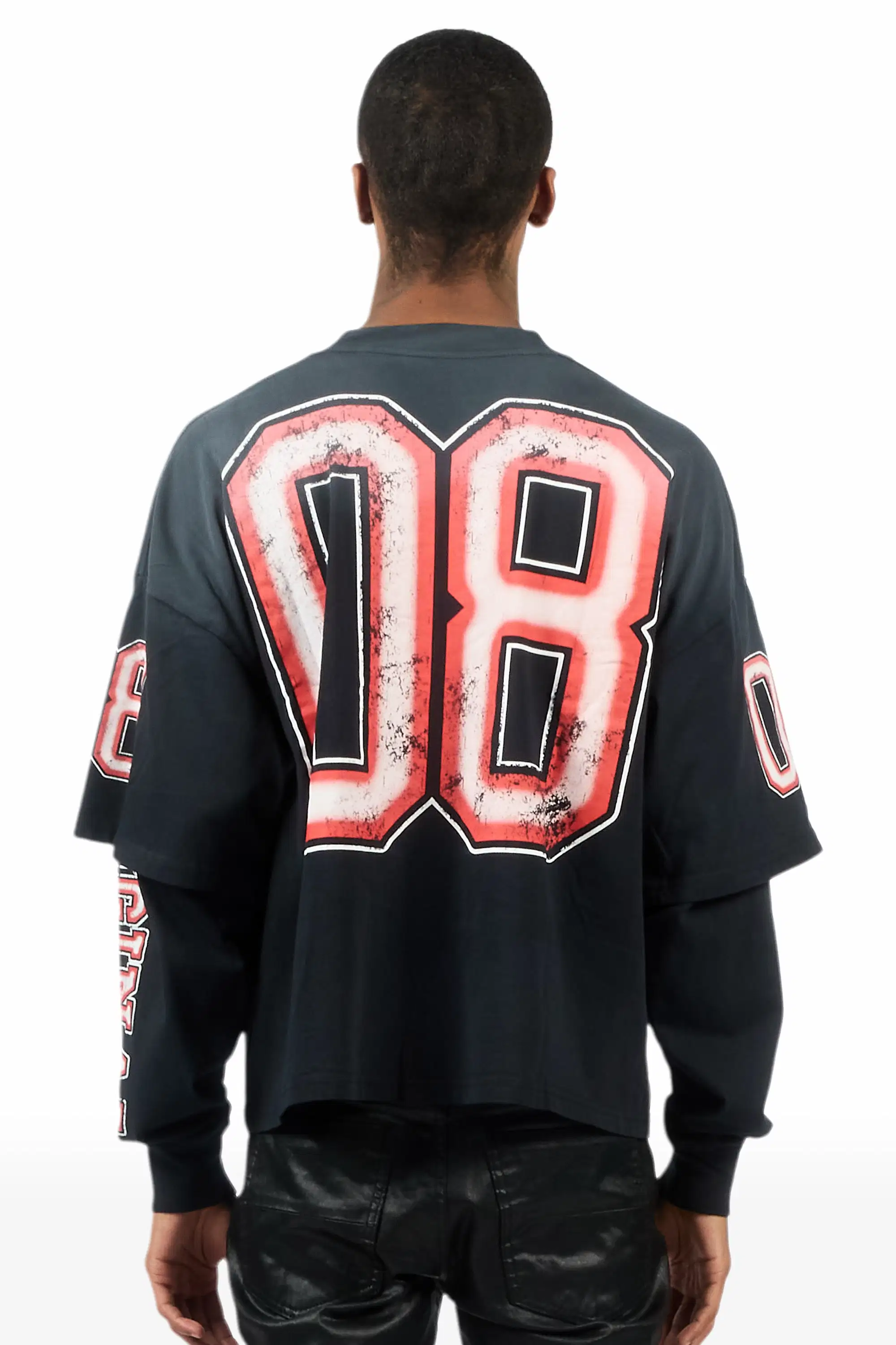 Fields Black/Red Double Layer Long Sleeve Graphic T-Shirt - Image 3