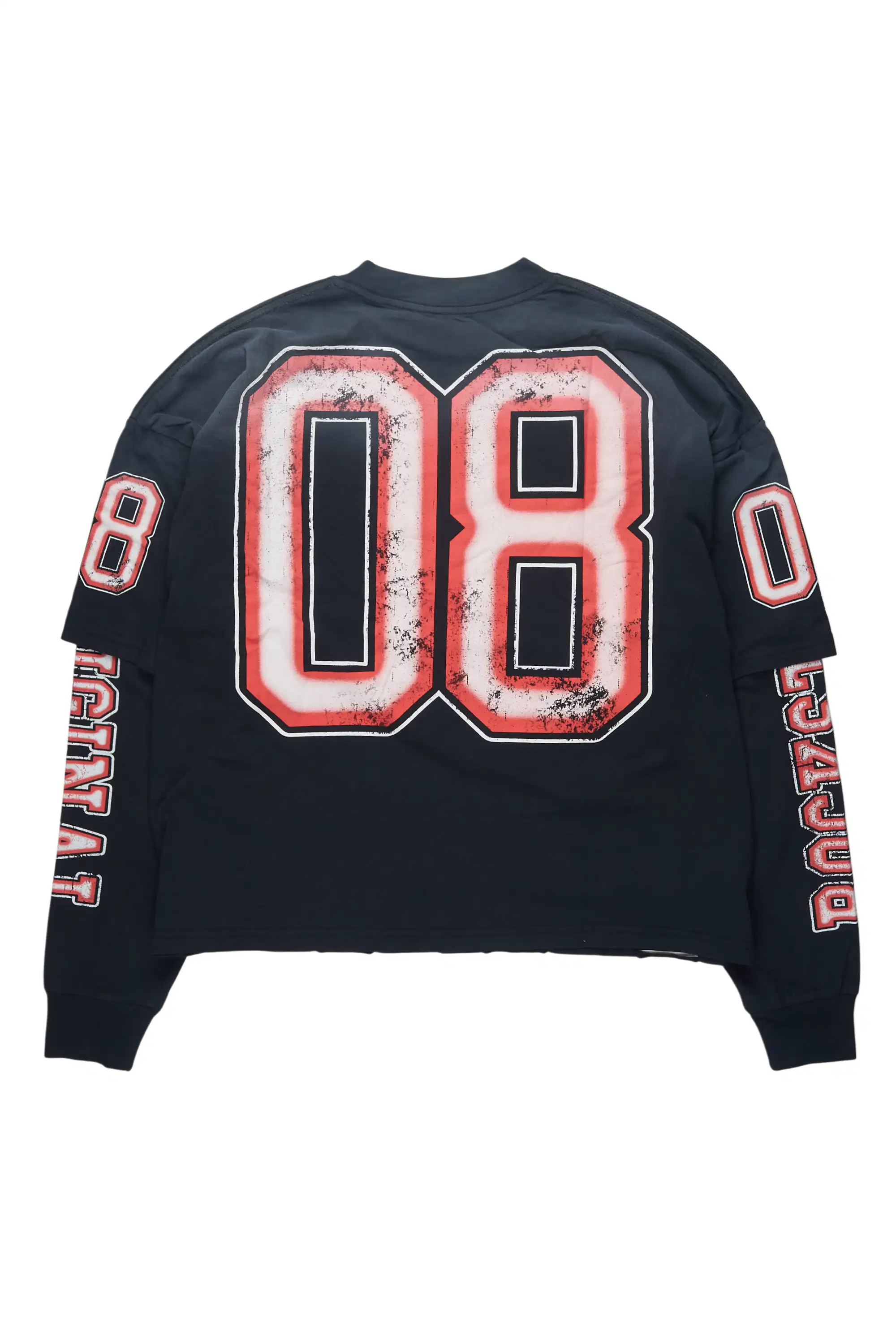 Fields Black/Red Double Layer Long Sleeve Graphic T-Shirt - Image 7