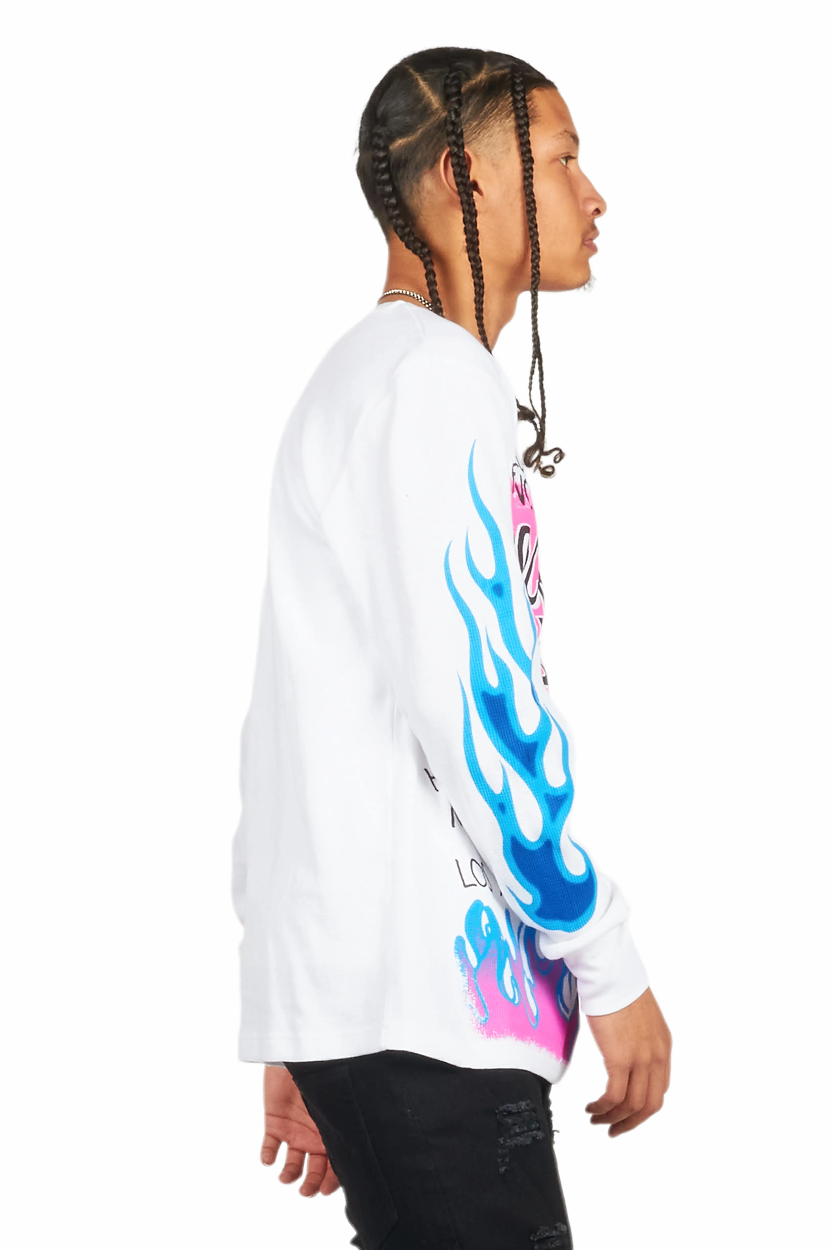 Beno Thermal White Long Sleeve Graphic T-Shirt - Image 2