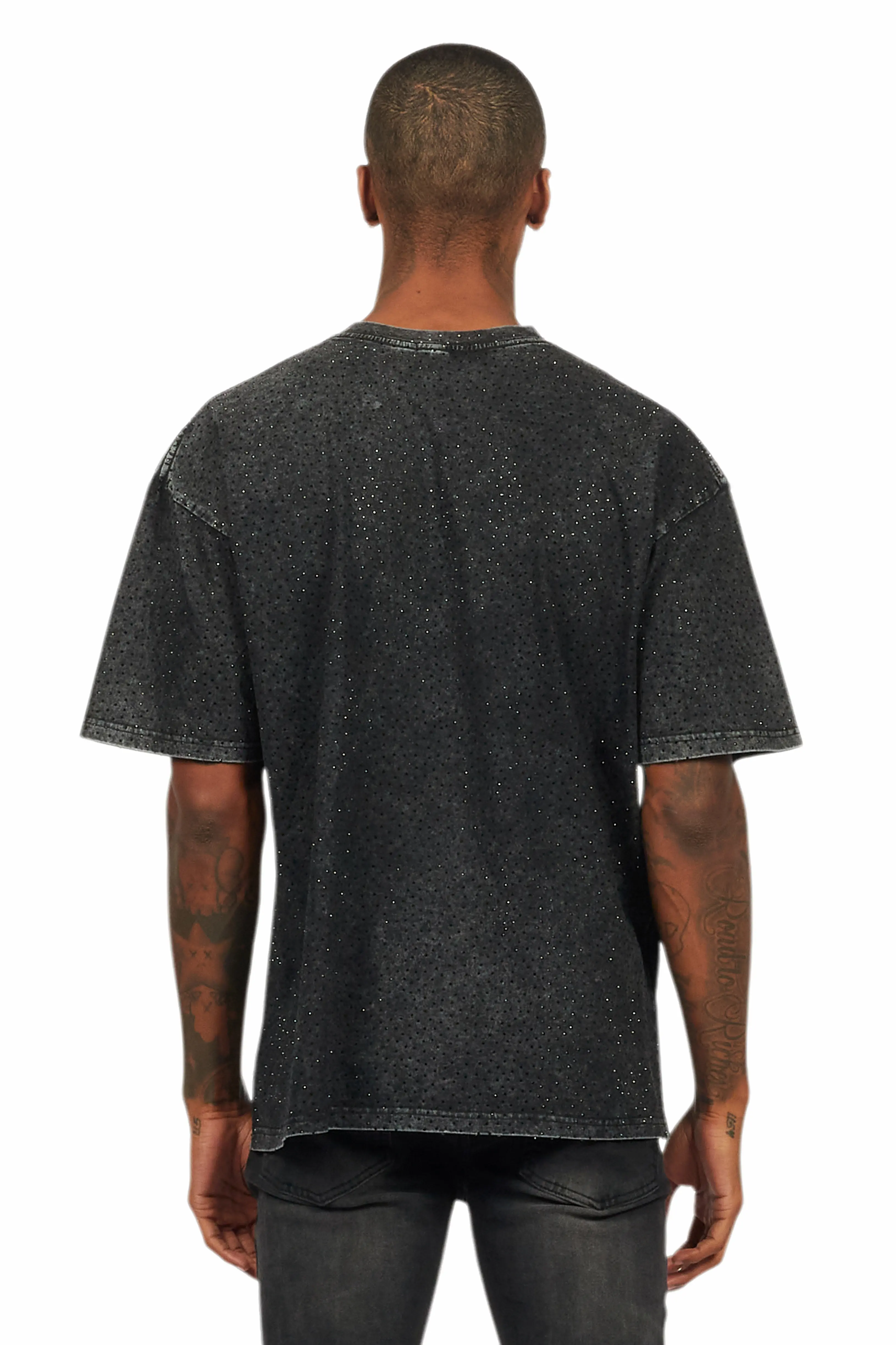 Andros Black Graphic Rhinestone T-Shirt - Image 5