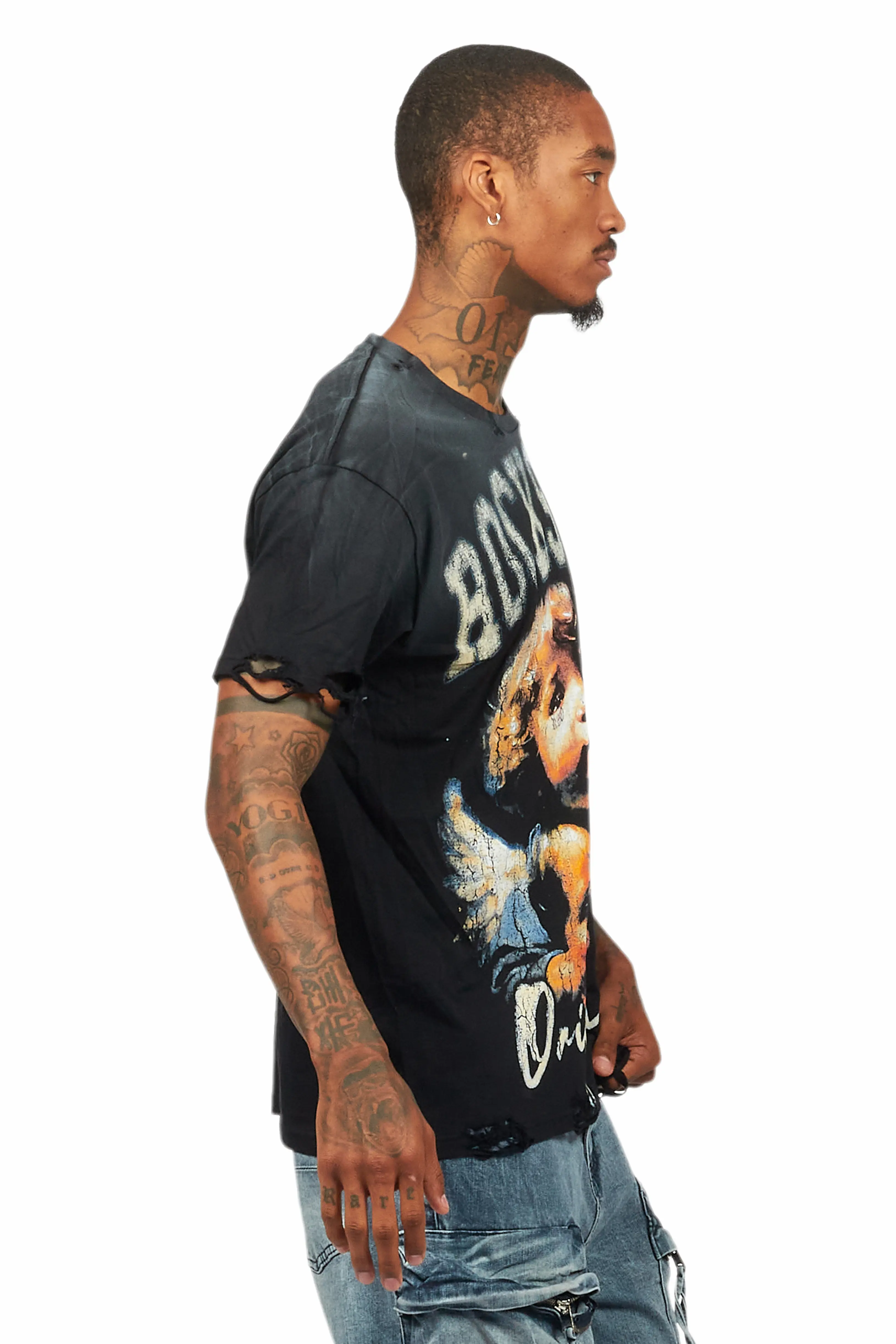 Deiter Black Oversized Graphic T-Shirt - Image 3