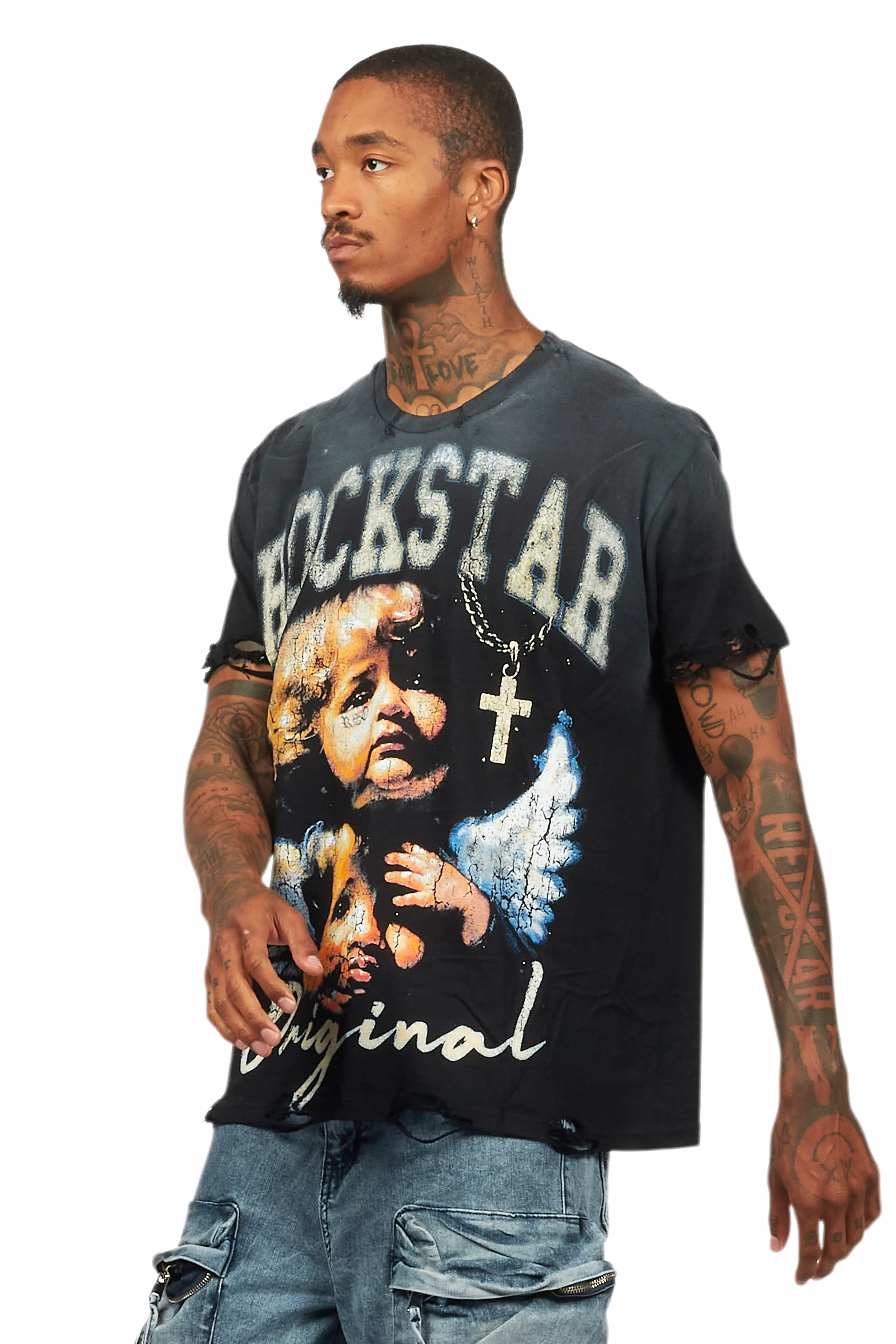 Deiter Black Oversized Graphic T-Shirt - Image 5