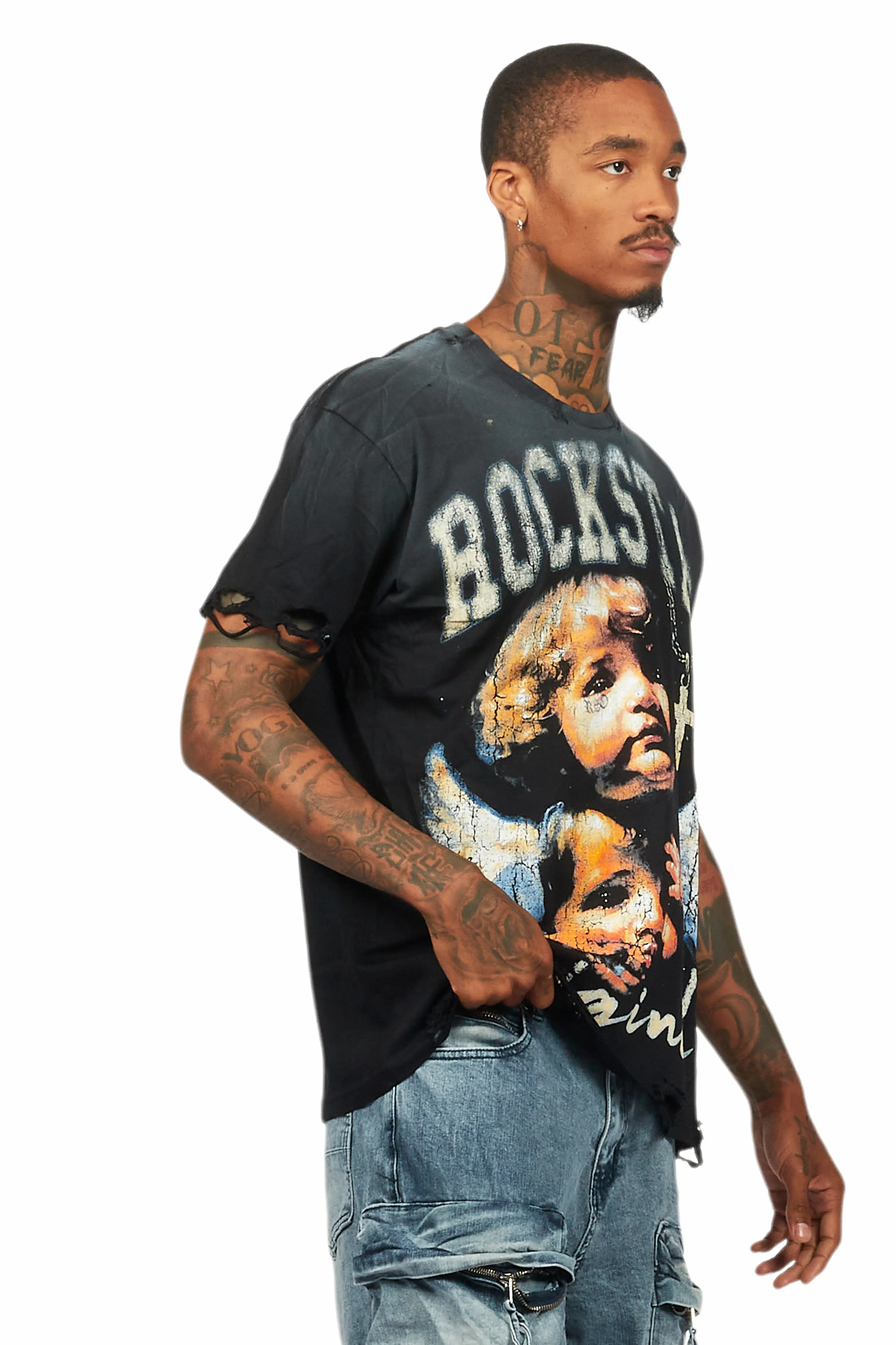 Deiter Black Oversized Graphic T-Shirt - Image 6