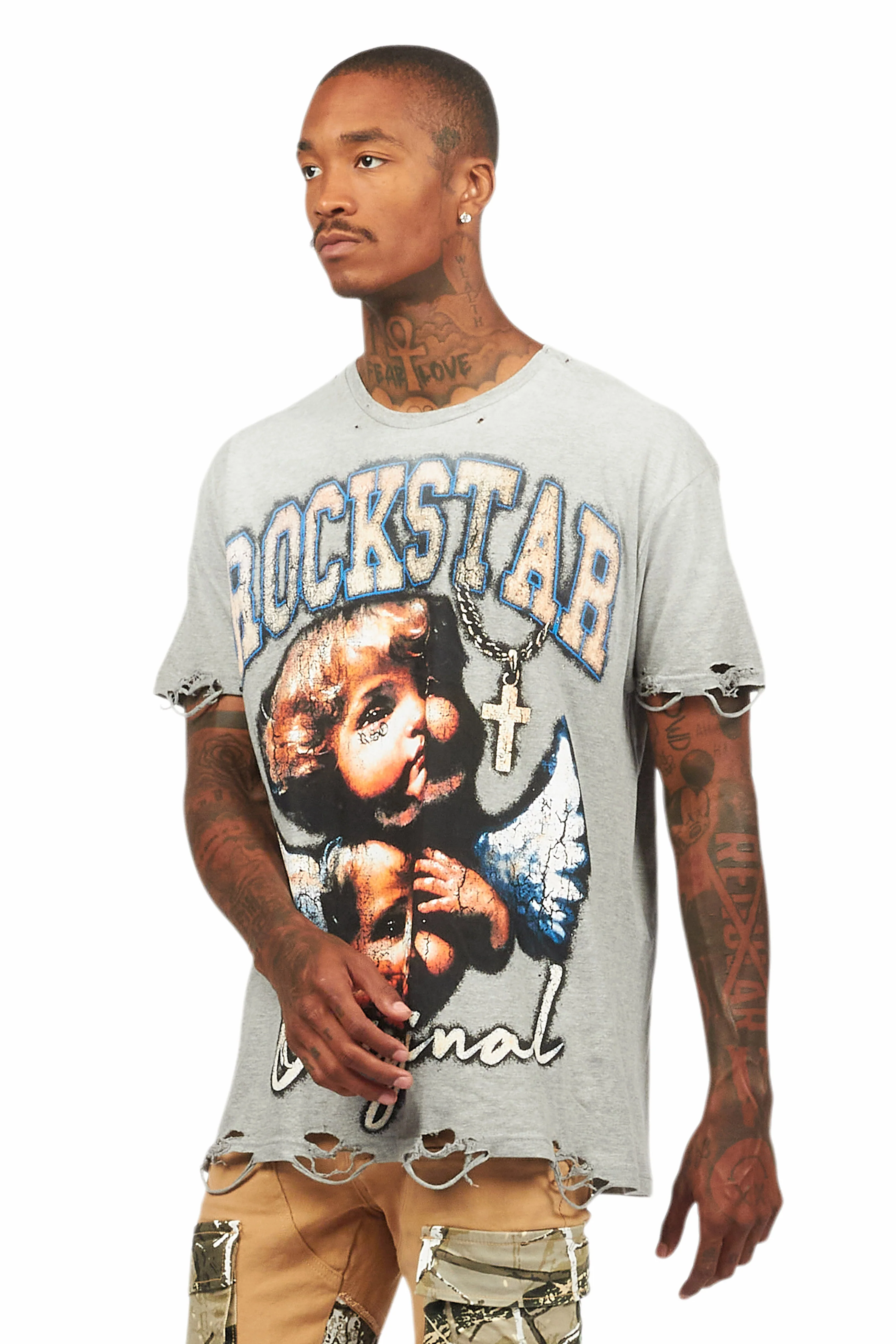 Deiter Heather Grey Oversized Graphic T-Shirt - Image 7