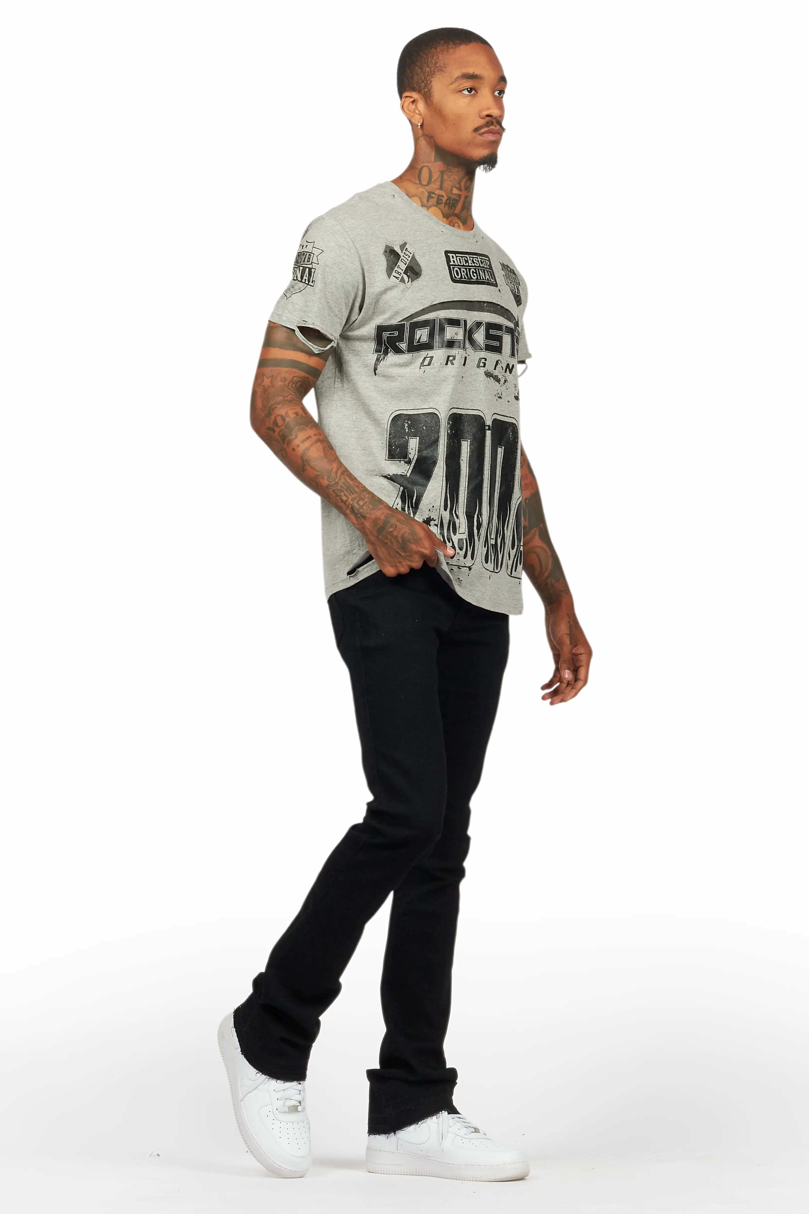 Amos Heather Grey Graphic T-Shirt - Image 6