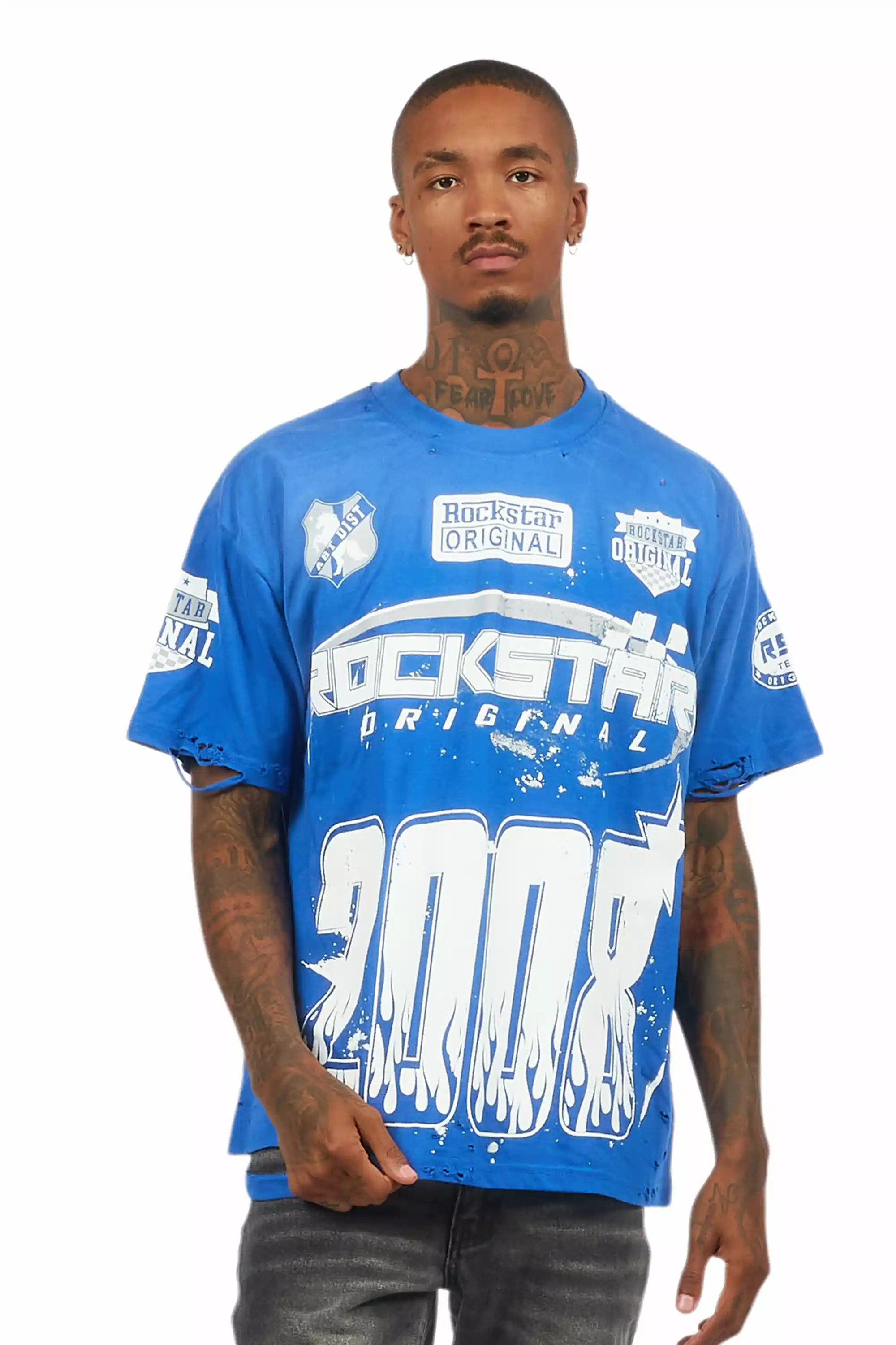 Amos Royal Blue/White Graphic T-Shirt - Image 2