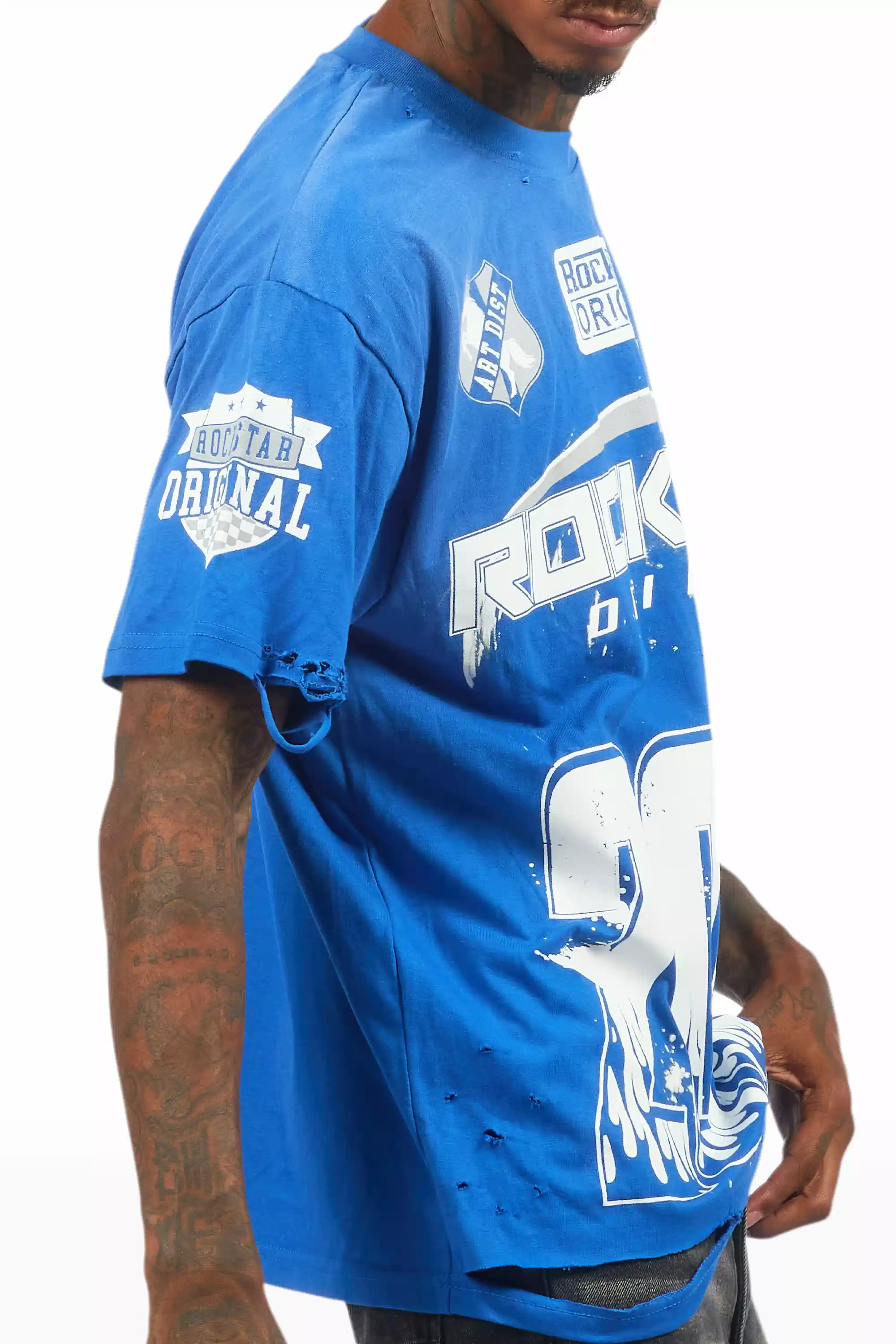 Amos Royal Blue/White Graphic T-Shirt - Image 4