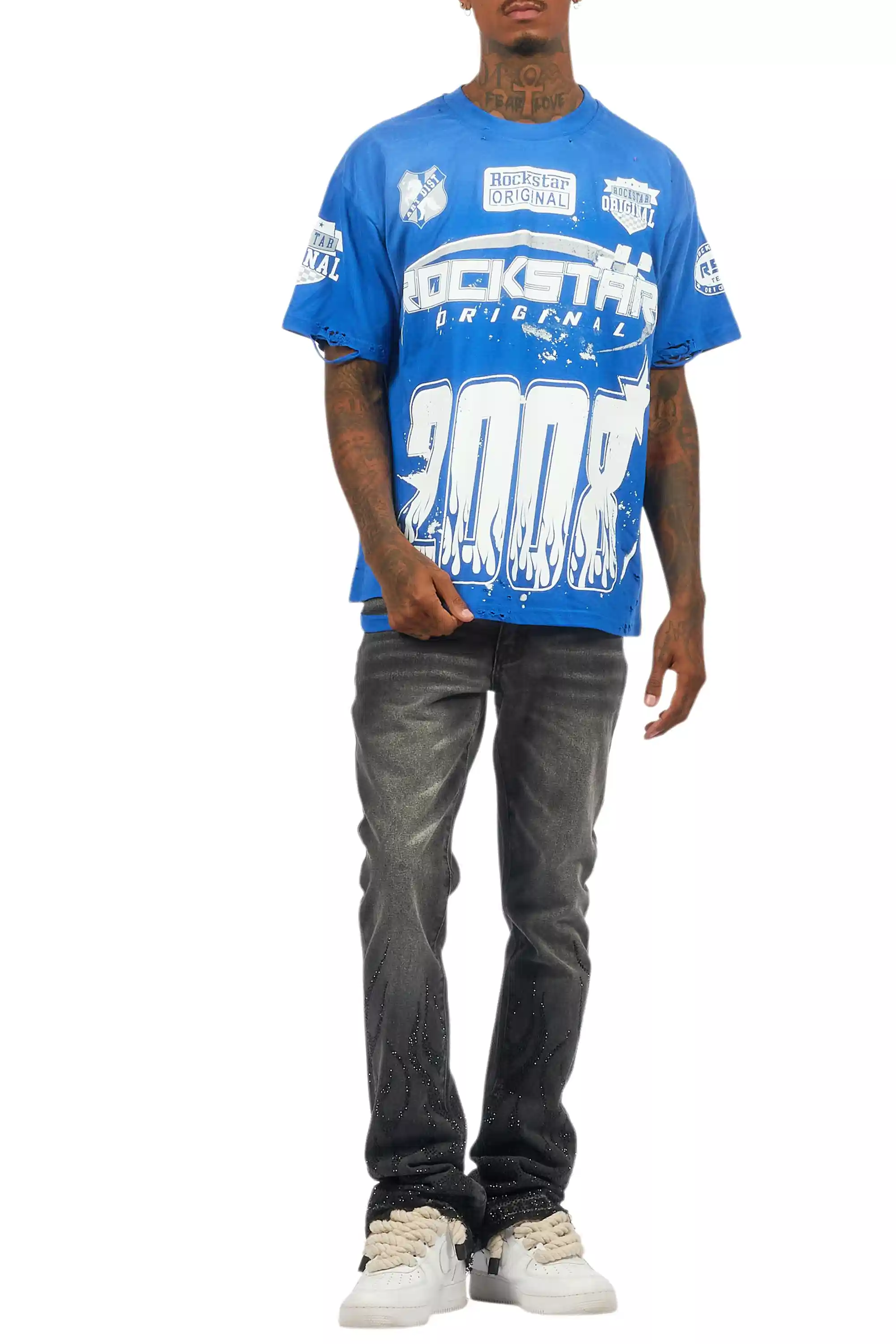 Amos Royal Blue/White Graphic T-Shirt - Image 7