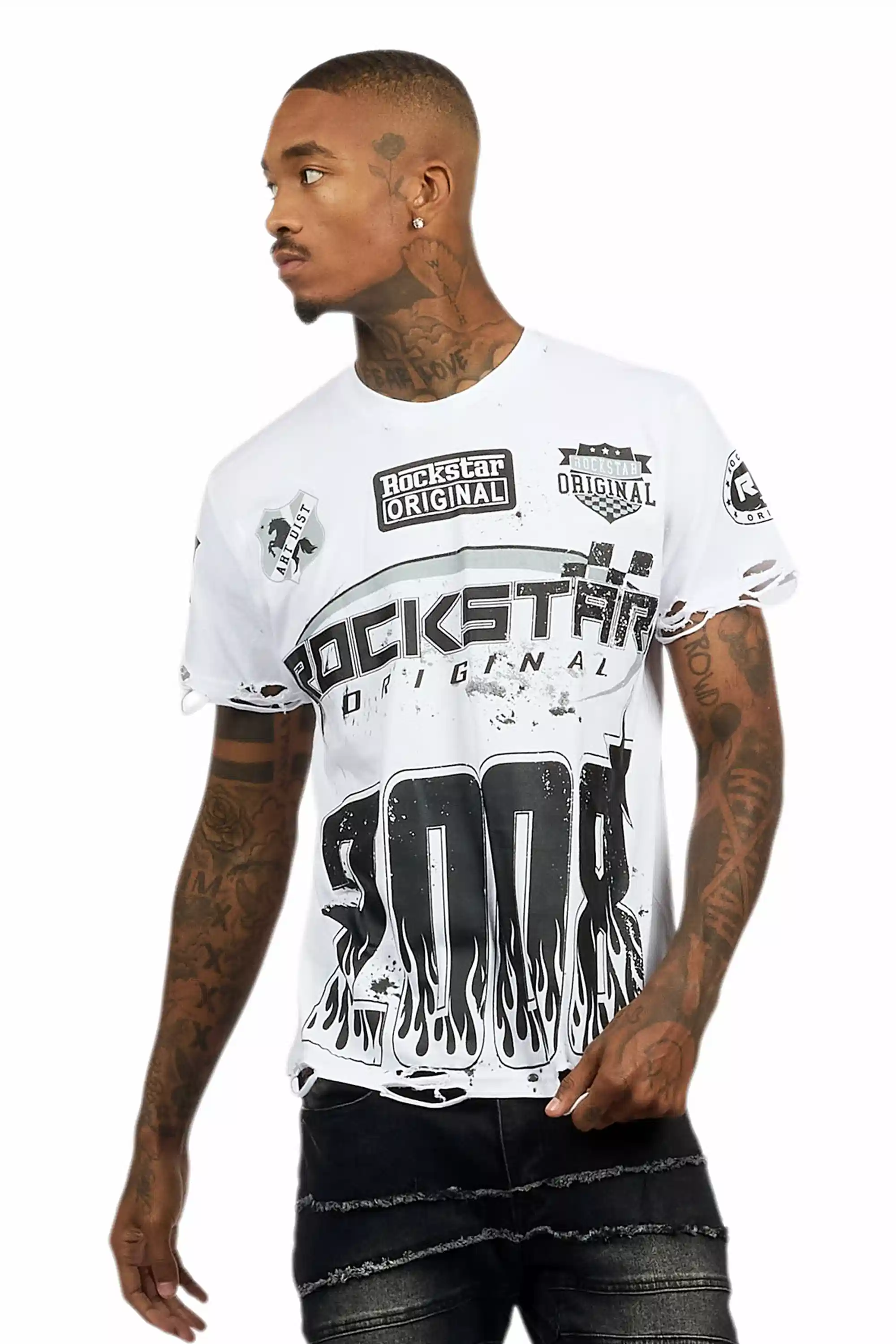 Amos White Graphic T-Shirt - Image 4