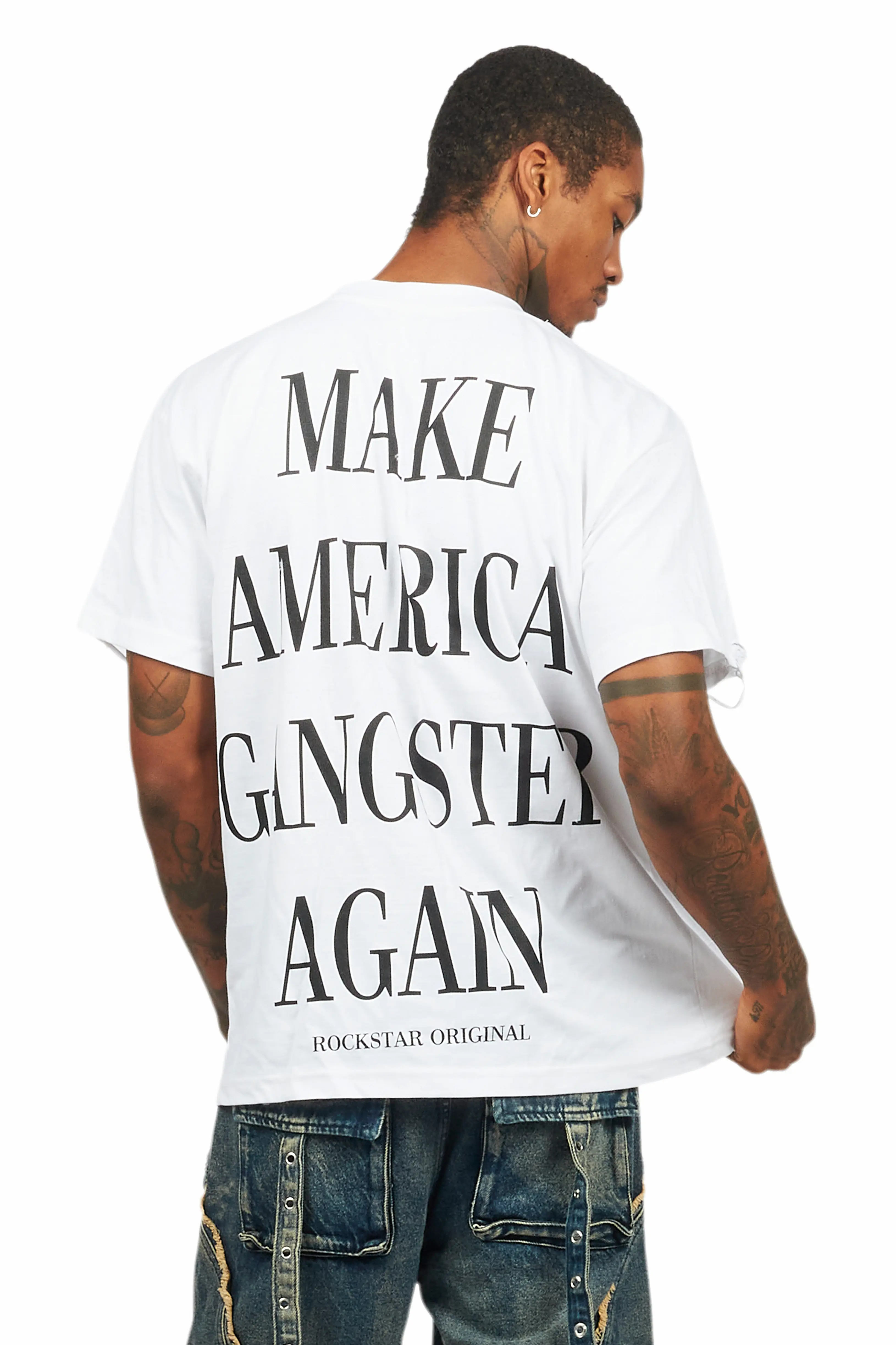 Drako White Oversized Graphic T-Shirt - Image 2