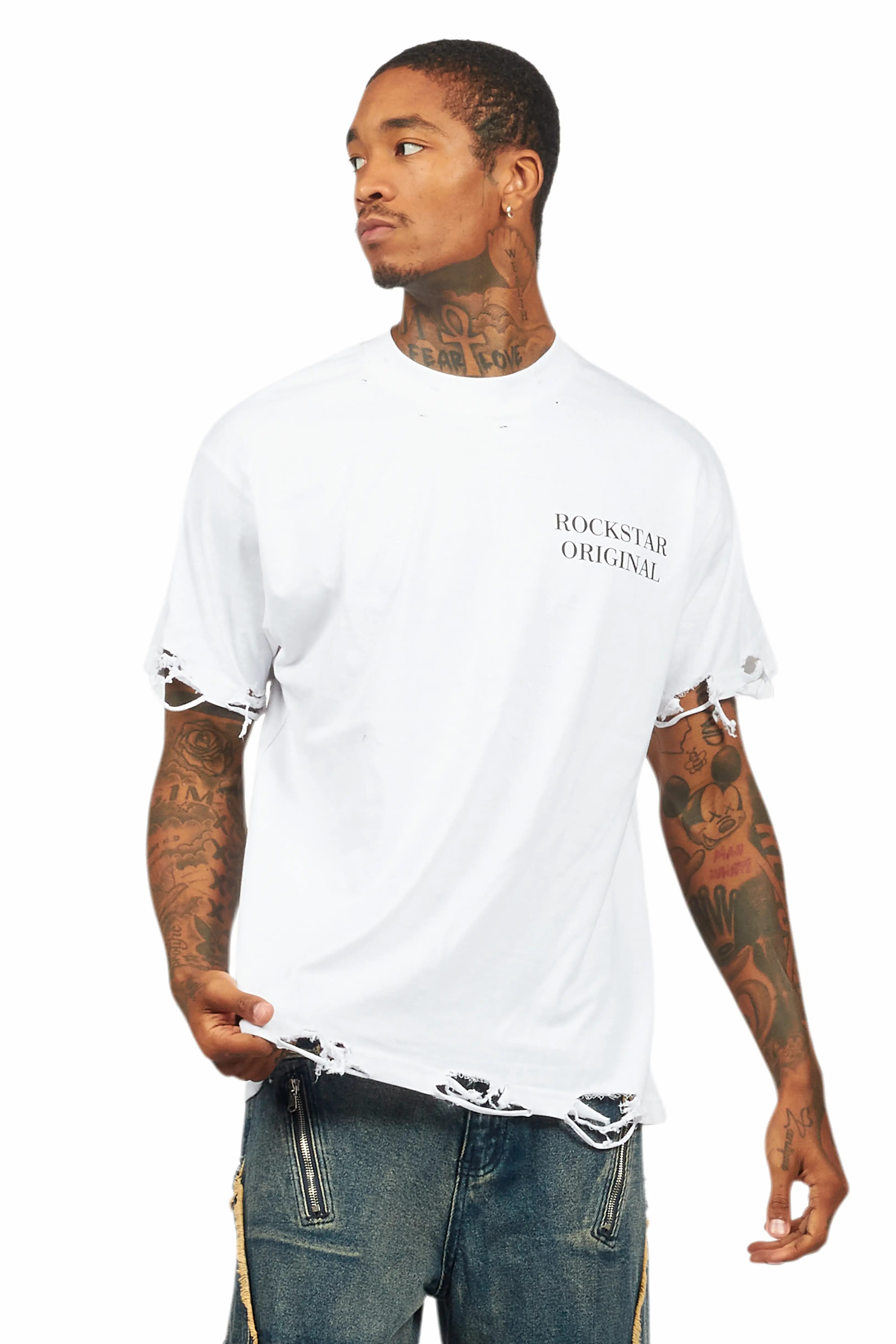 Drako White Oversized Graphic T-Shirt - Image 3