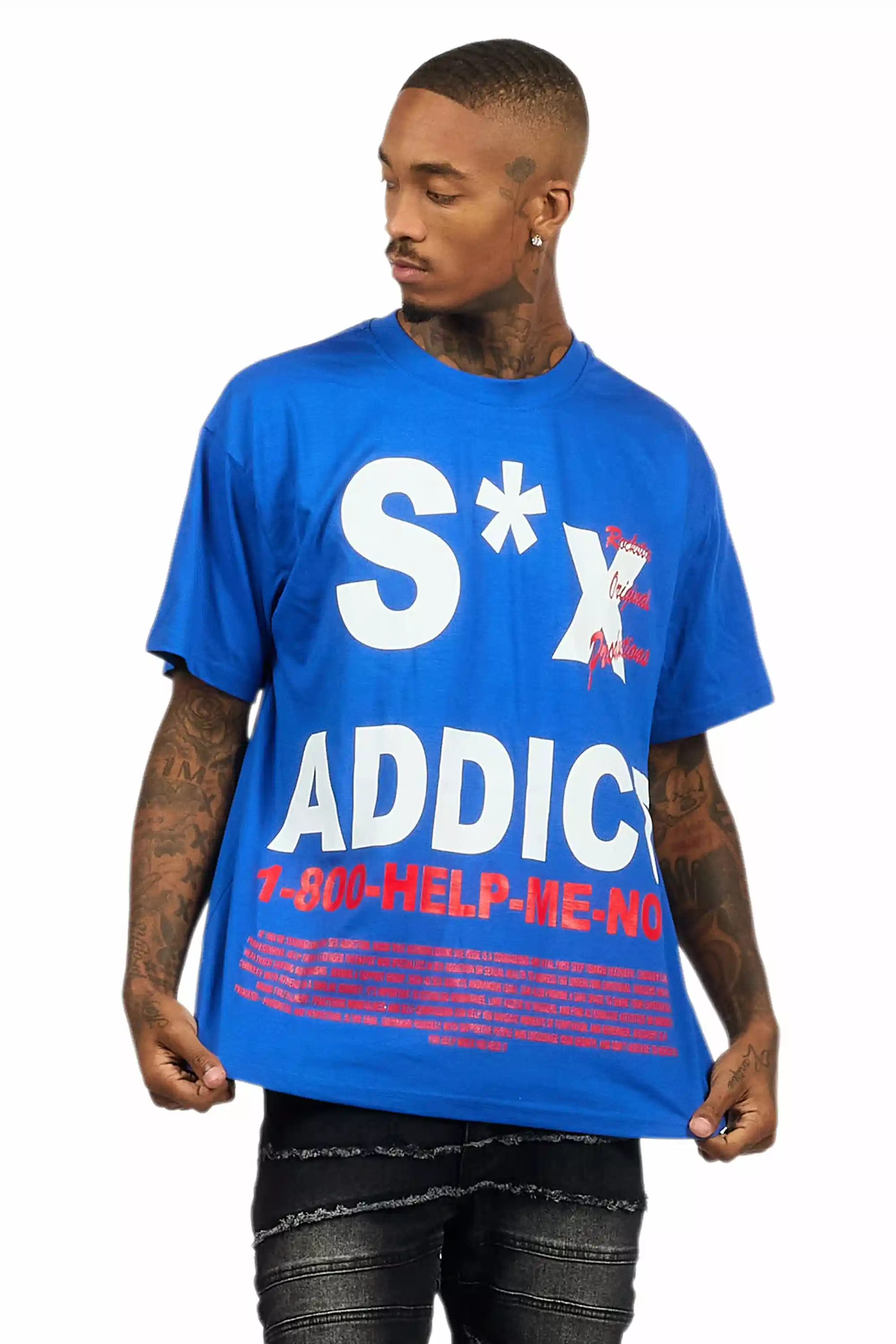 Addict Royal Blue Graphic T-Shirt - Image 4