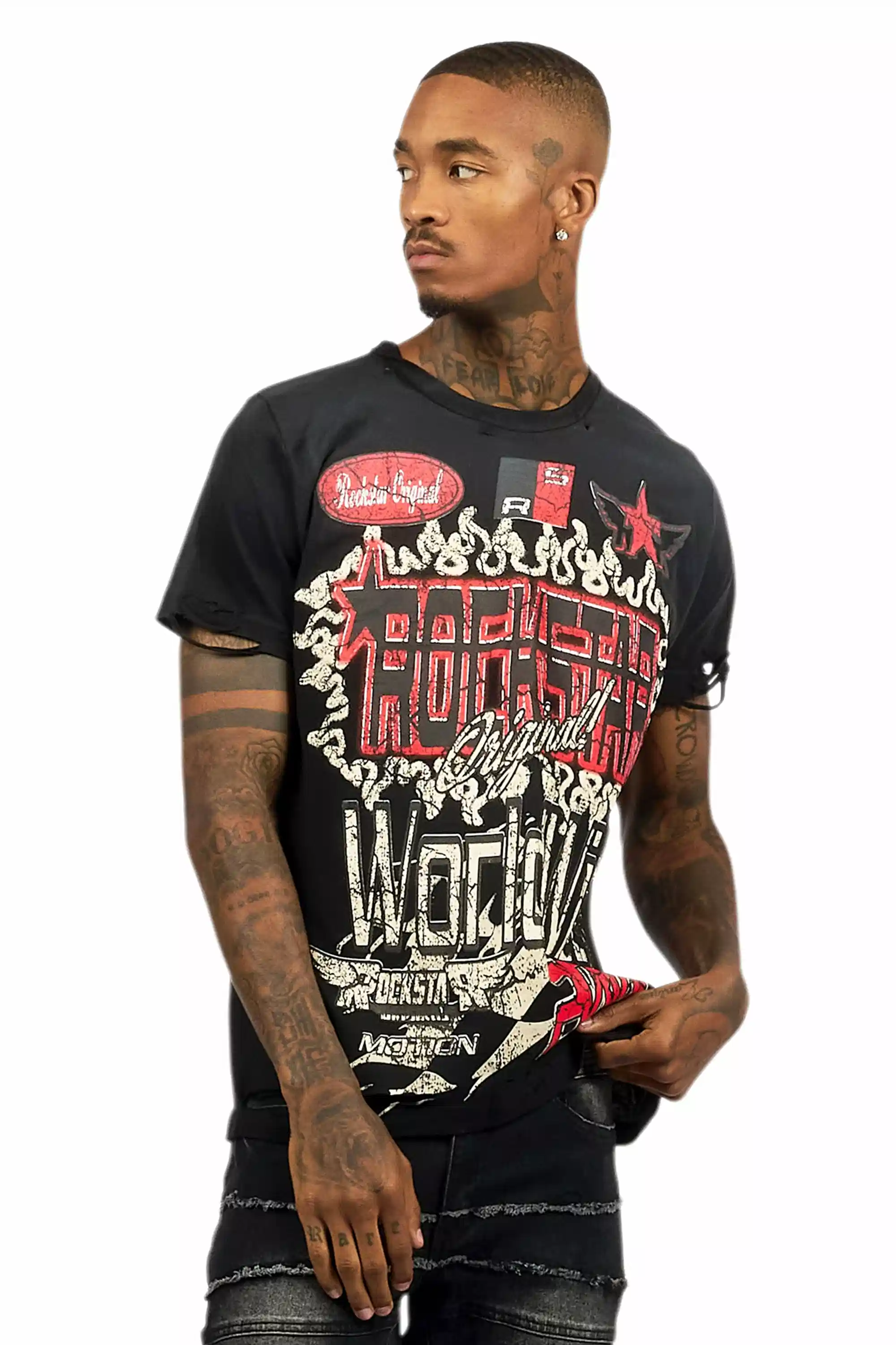 Deangelo Black Graphic T-Shirt - Image 2