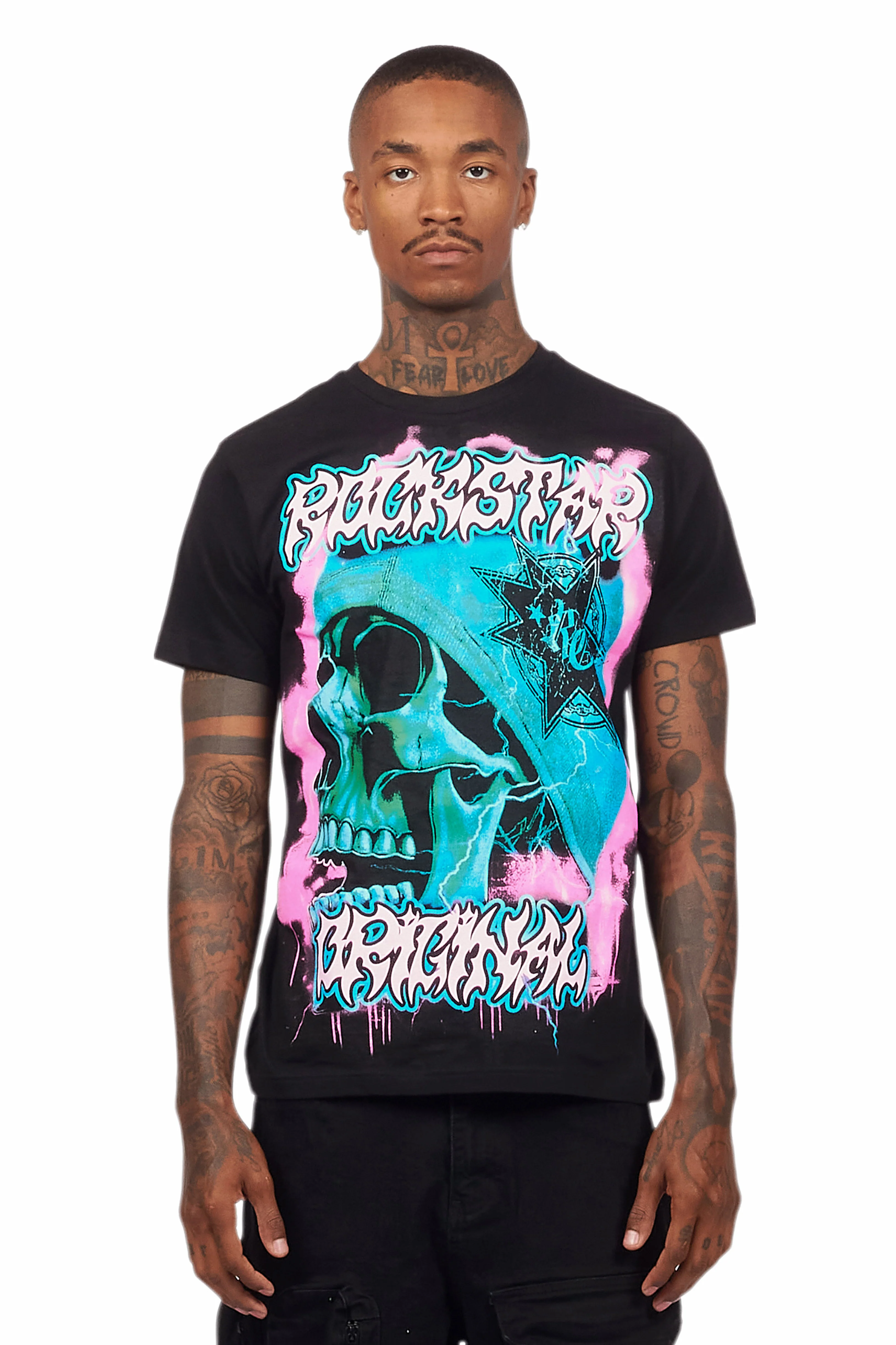 Omari Black Graphic T-Shirt - Image 2