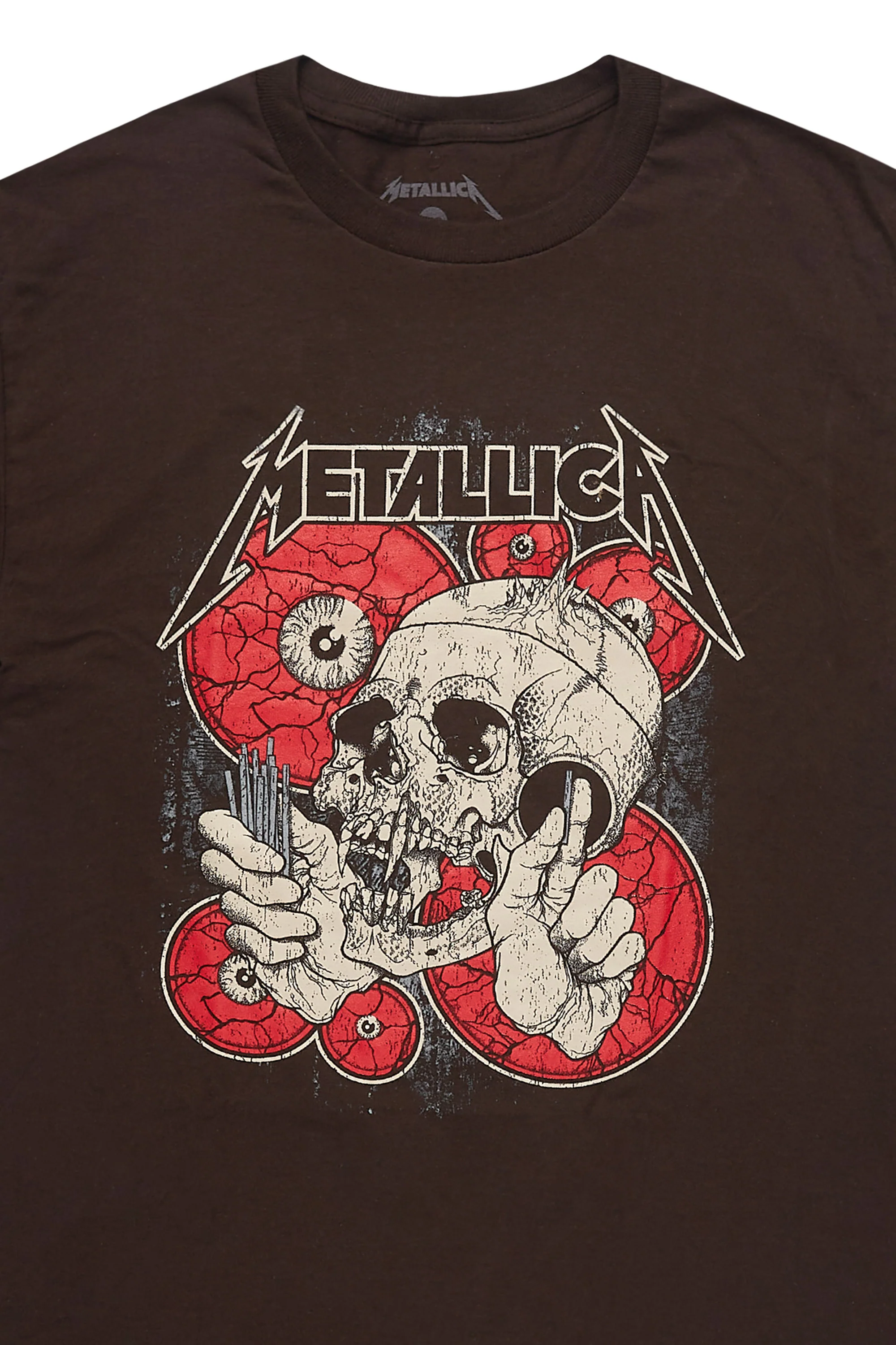 Metallica Skulls Brown/Red Graphic T-Shirt - Image 6
