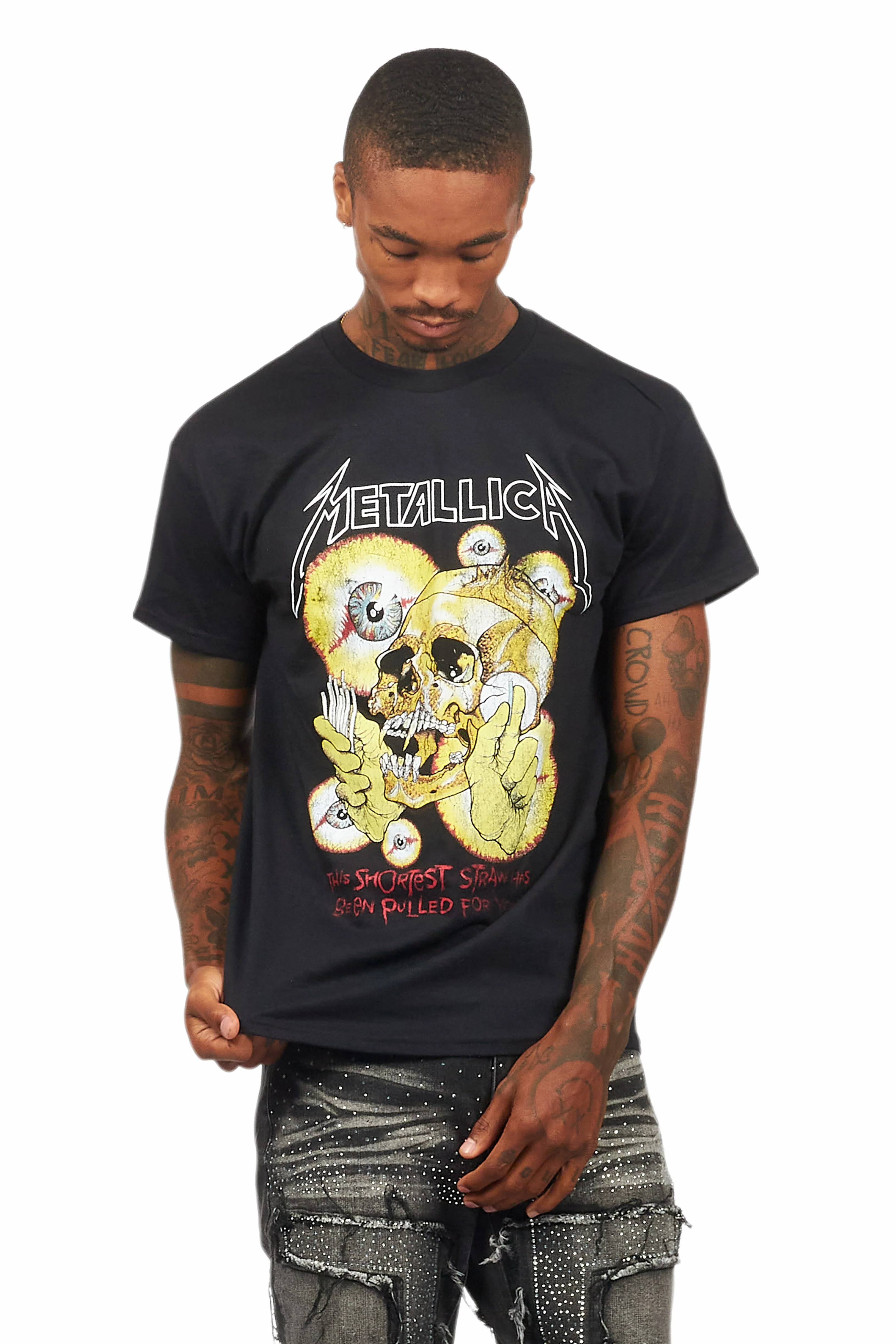 Metallica Shortest Straw Black/Red Graphic T-Shirt - Image 4