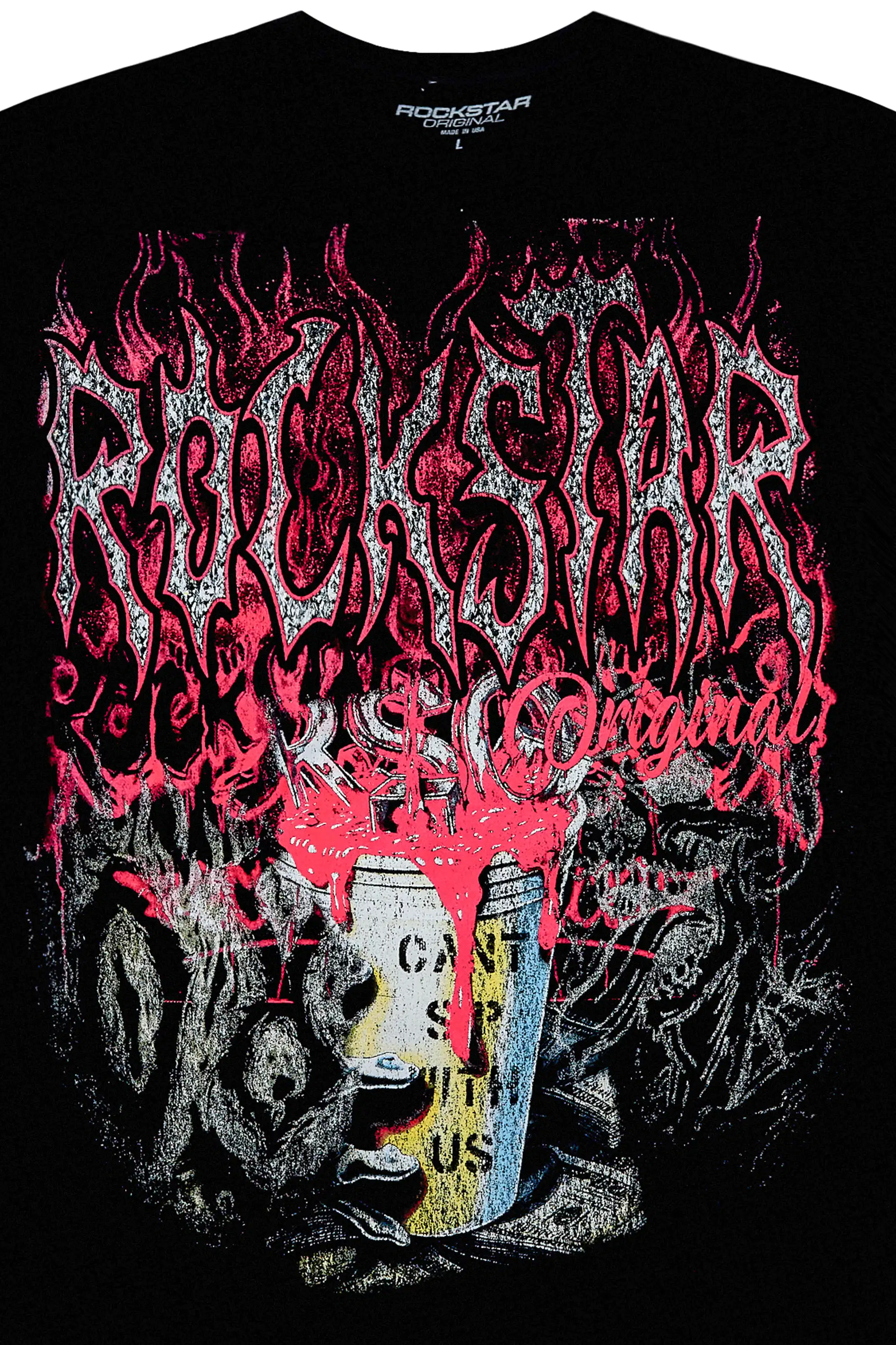 Roux Black Oversized Graphic T-Shirt - Image 6