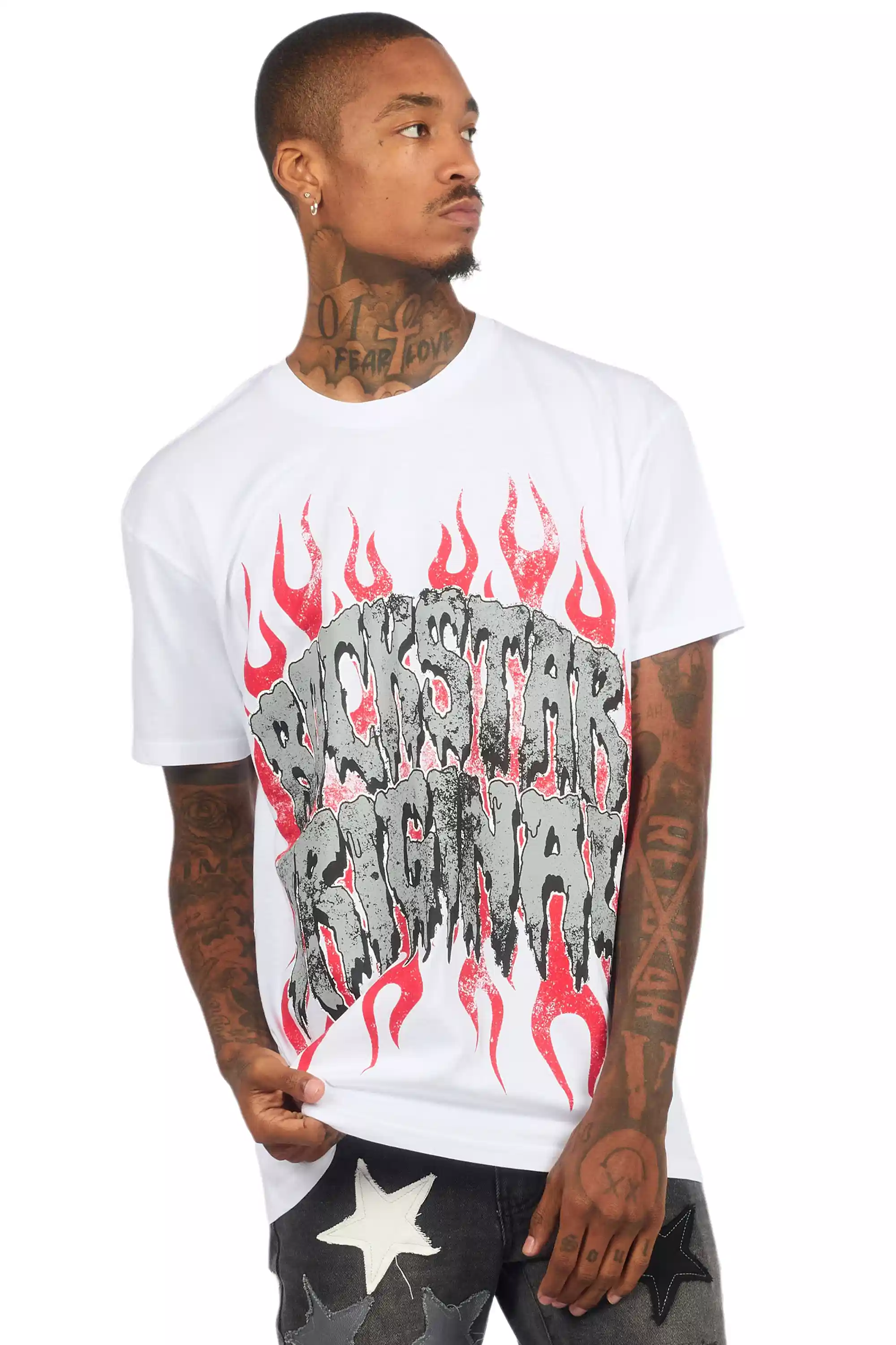 Kaelonix White Oversized Graphic T-Shirt - Image 6